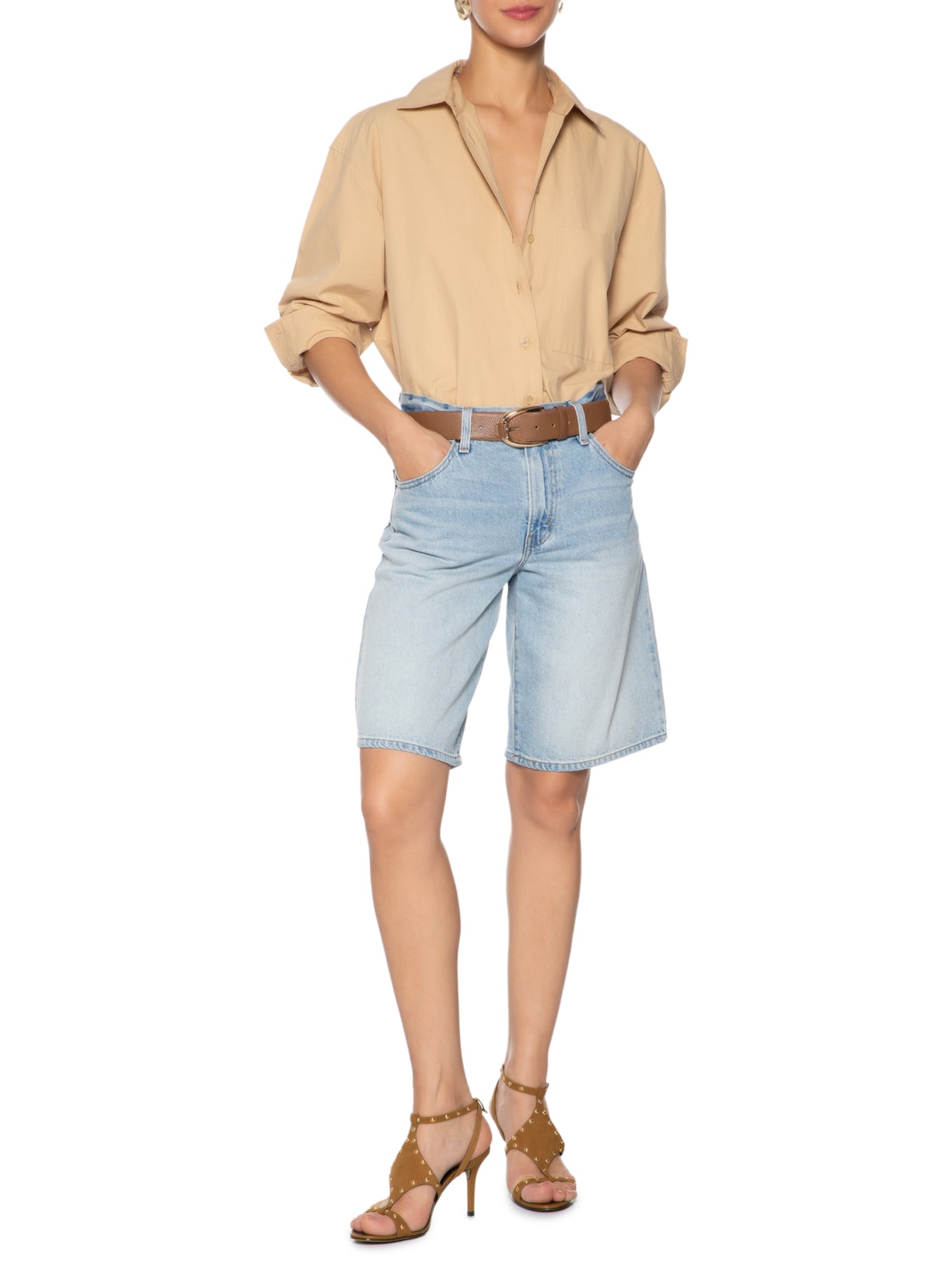 Sandália Feminina Camurça Salto Fino Recorte Marrom Arezzo