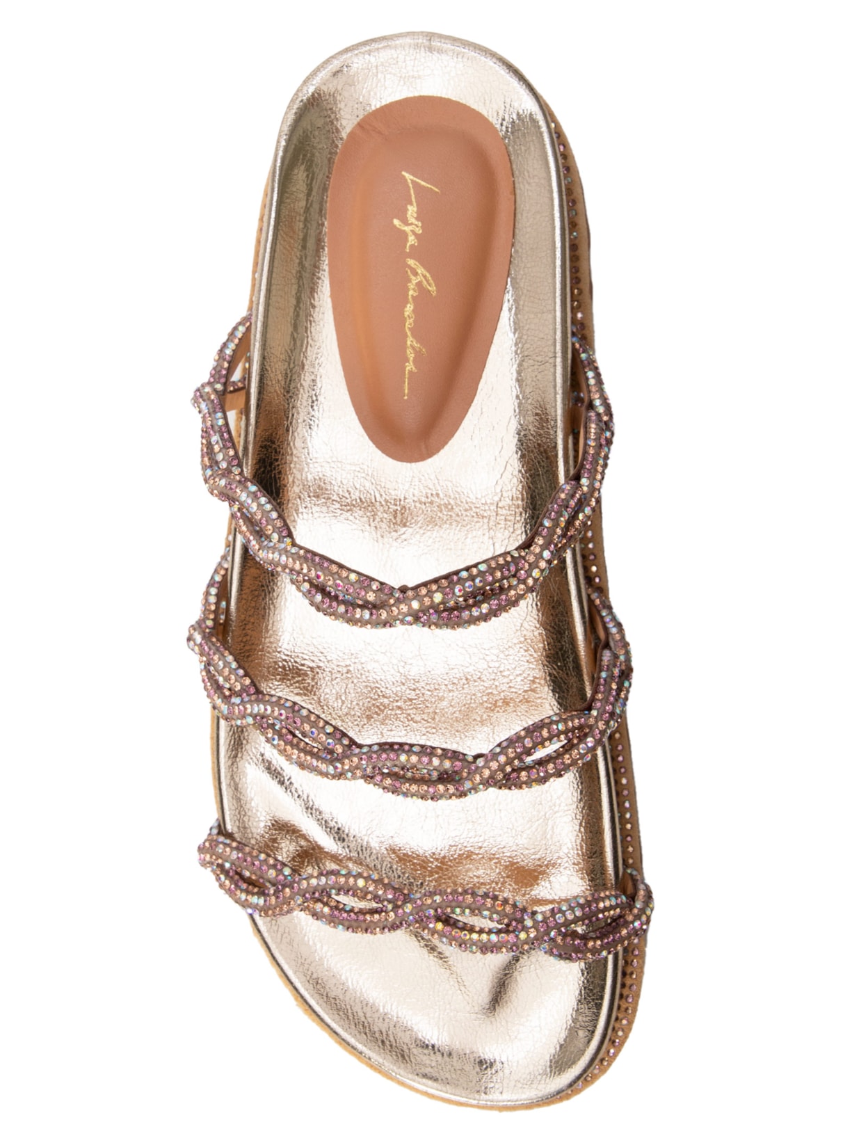 Sandália Feminina Capri Caramelo Grease Dourado Luiza Barcelos