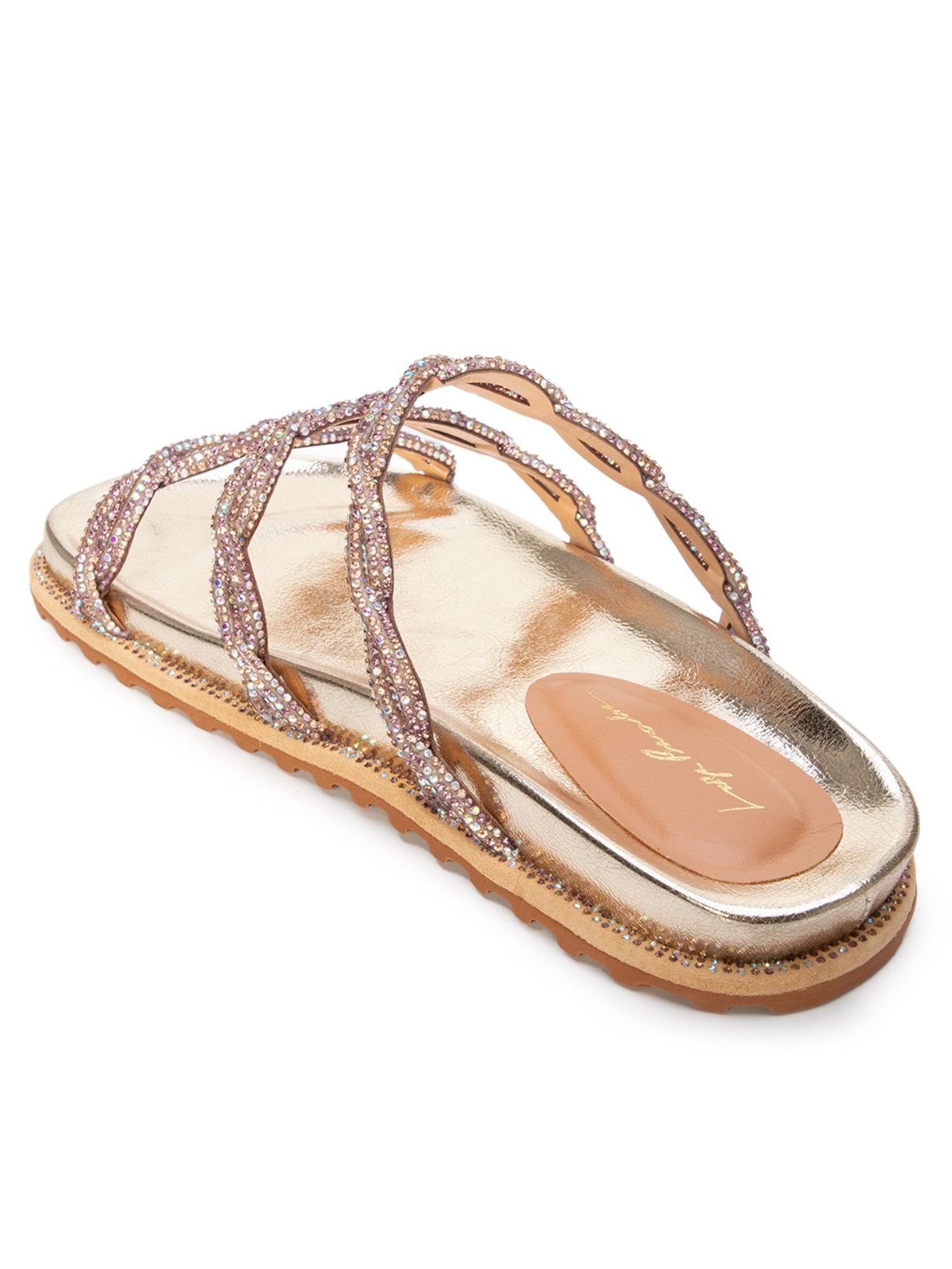 Sandália Feminina Capri Caramelo Grease Dourado Luiza Barcelos