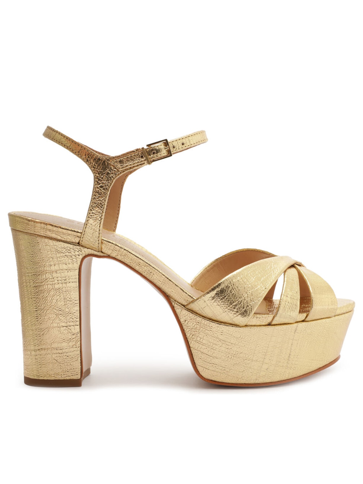 Sandália Feminina Carrie Couro Metalizada - Dourado