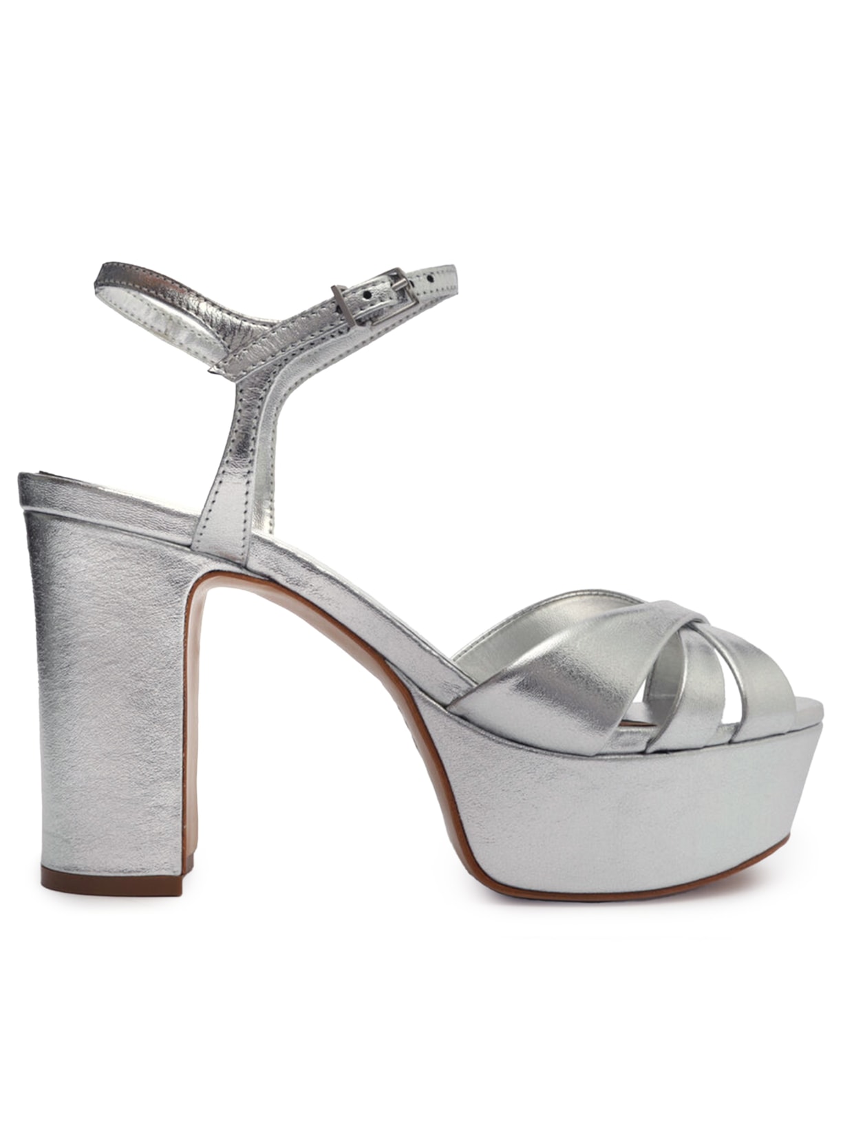 Sandália Feminina Carrie Couro Metalizada - Prata