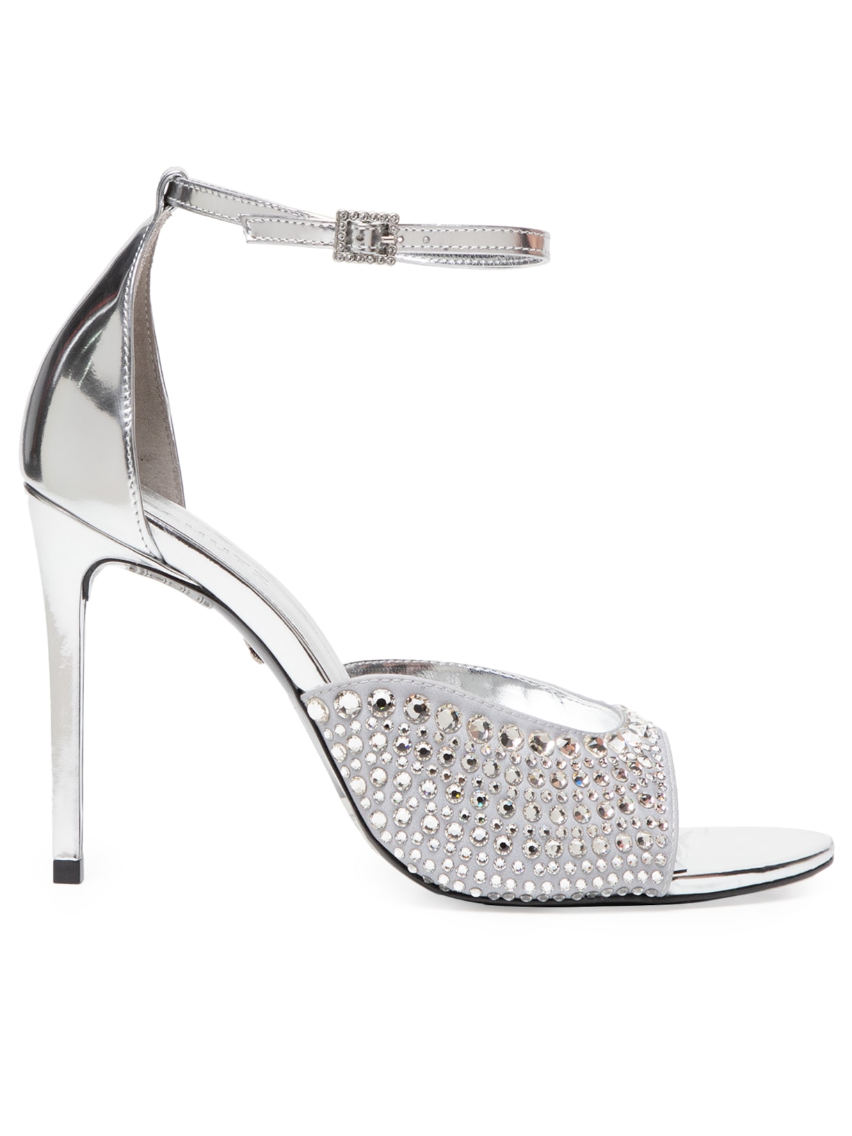 Schutz Sandália Feminina Cetim Crystal Prata - Main Image