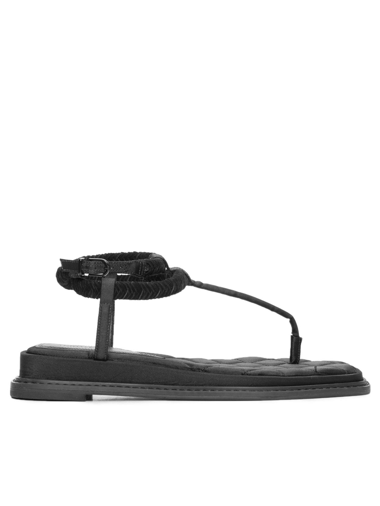 Sandália Feminina Cetim Palmilha Matelassê - Preto