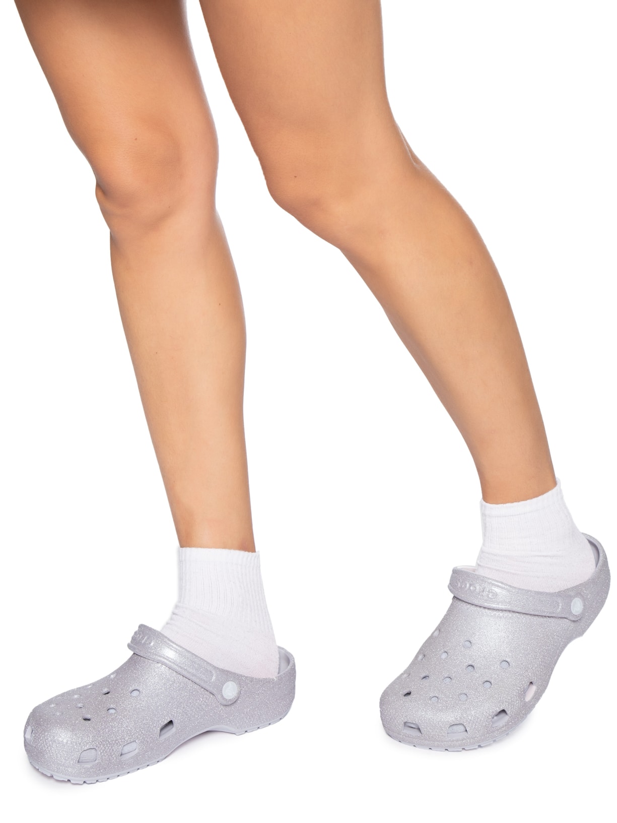 Sandália Feminina Classic Glitter Clog Branco Crocs