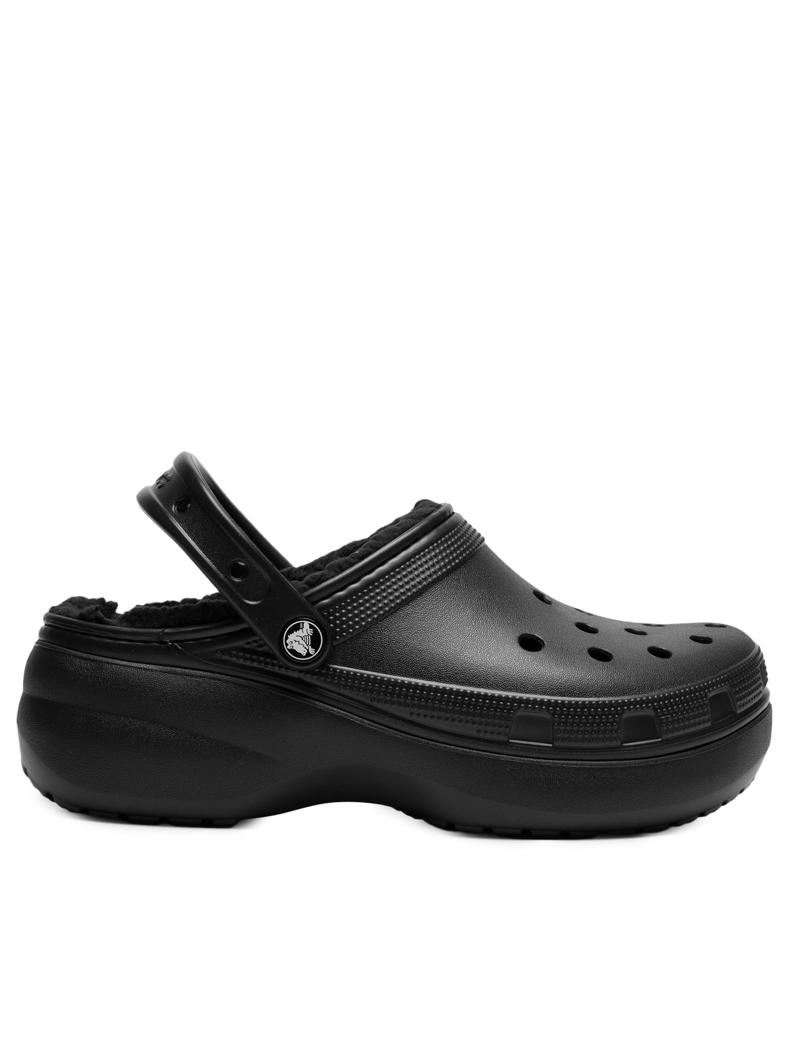 Crocs - Sandália Feminina Classic Platform Lined Clog - Preto