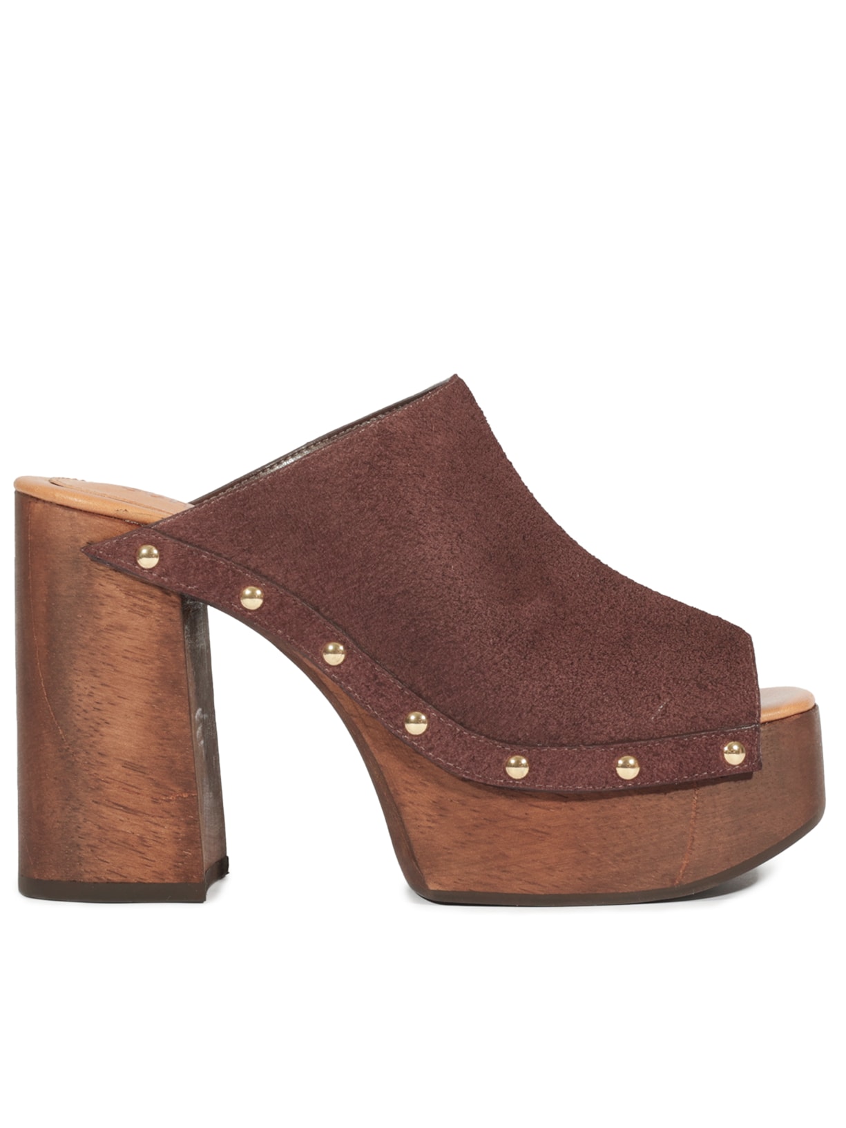 Sandália Feminina Clog Couro - Marrom