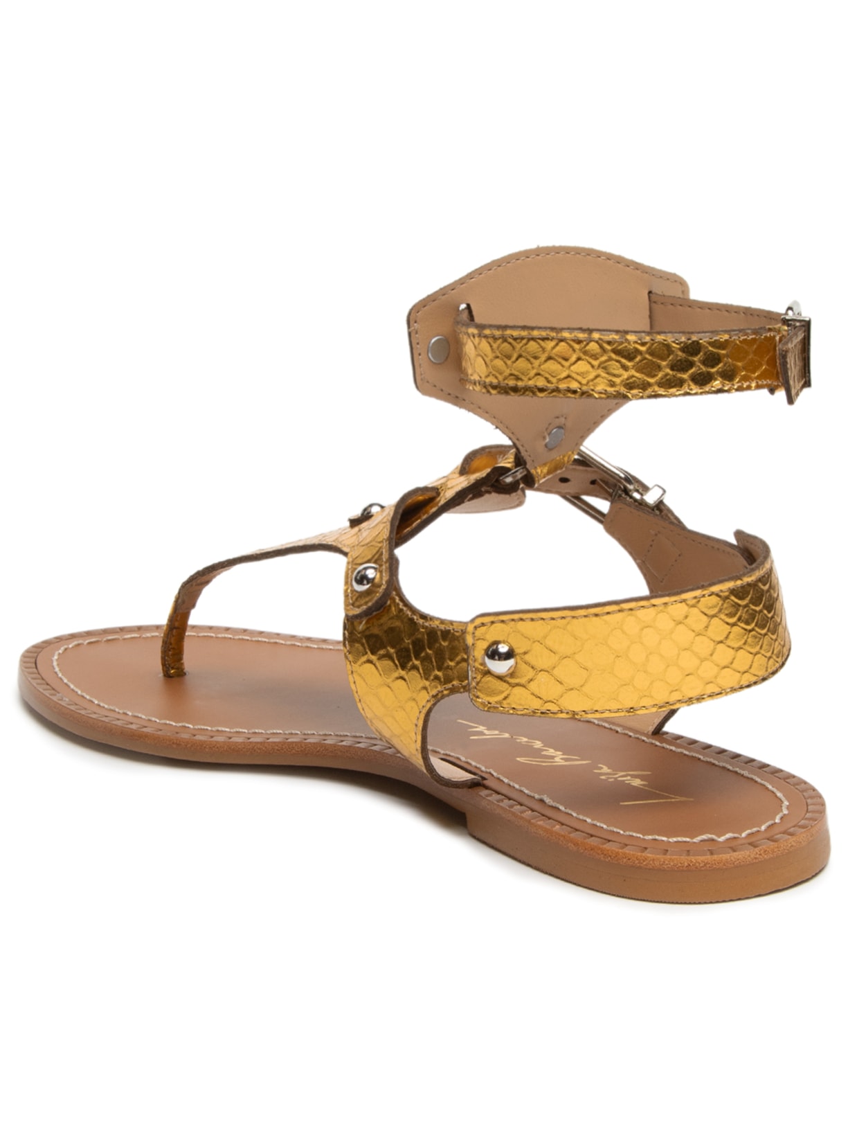 Sandália Feminina Cobra Metal Dourado Luiza Barcelos
