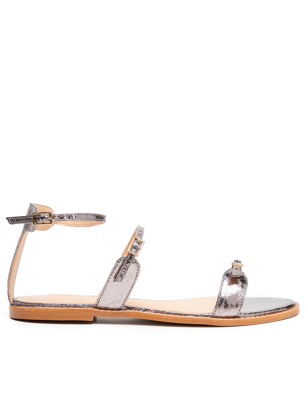 Sandália Feminina Cobra Metal Titânio - Prata