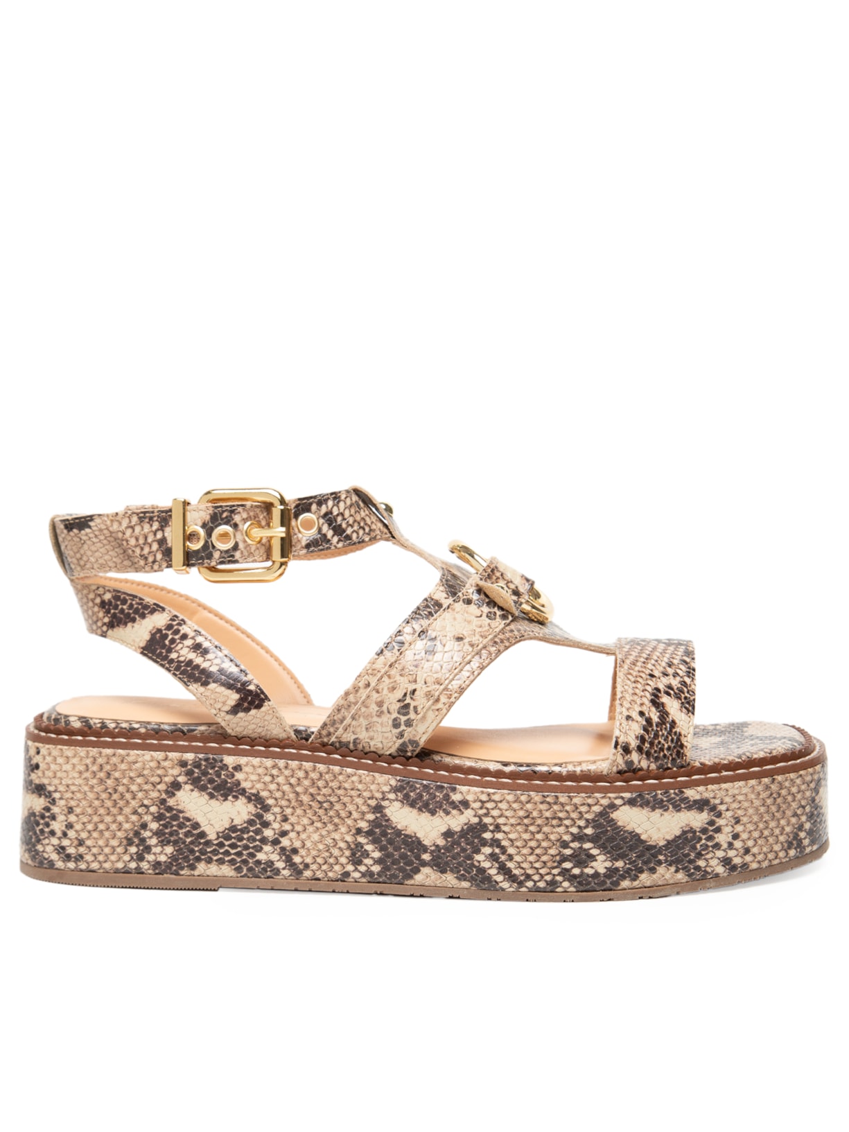 Sandália Feminina Cobra Pyton Natural - Animal Print