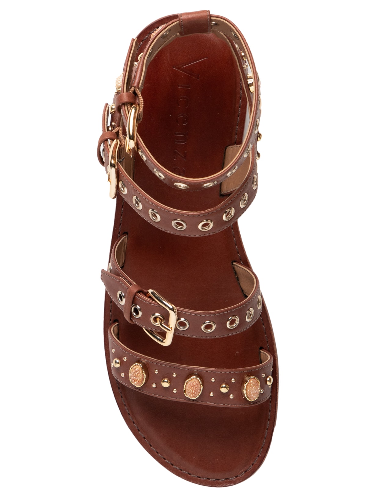 Sandália Feminina Com Ilhoses Marrom Vicenza