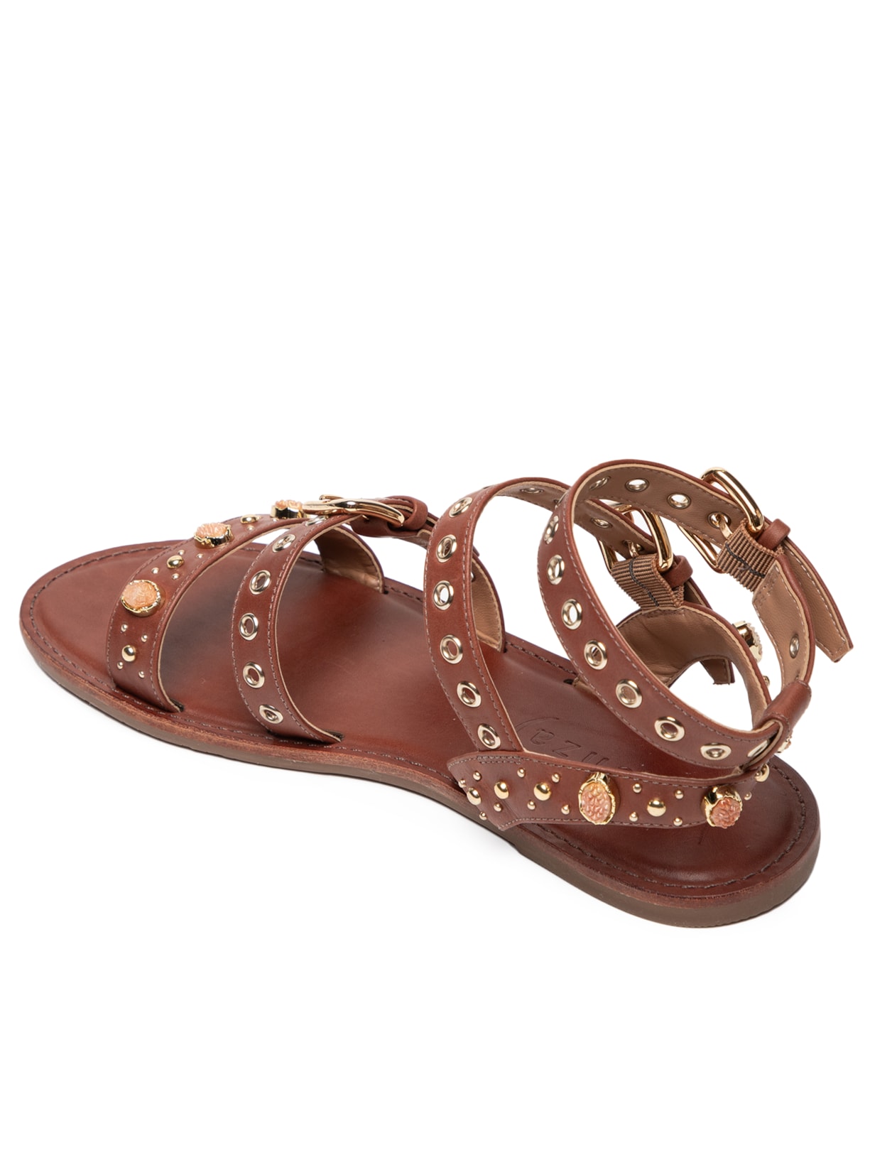 Sandália Feminina Com Ilhoses Marrom Vicenza