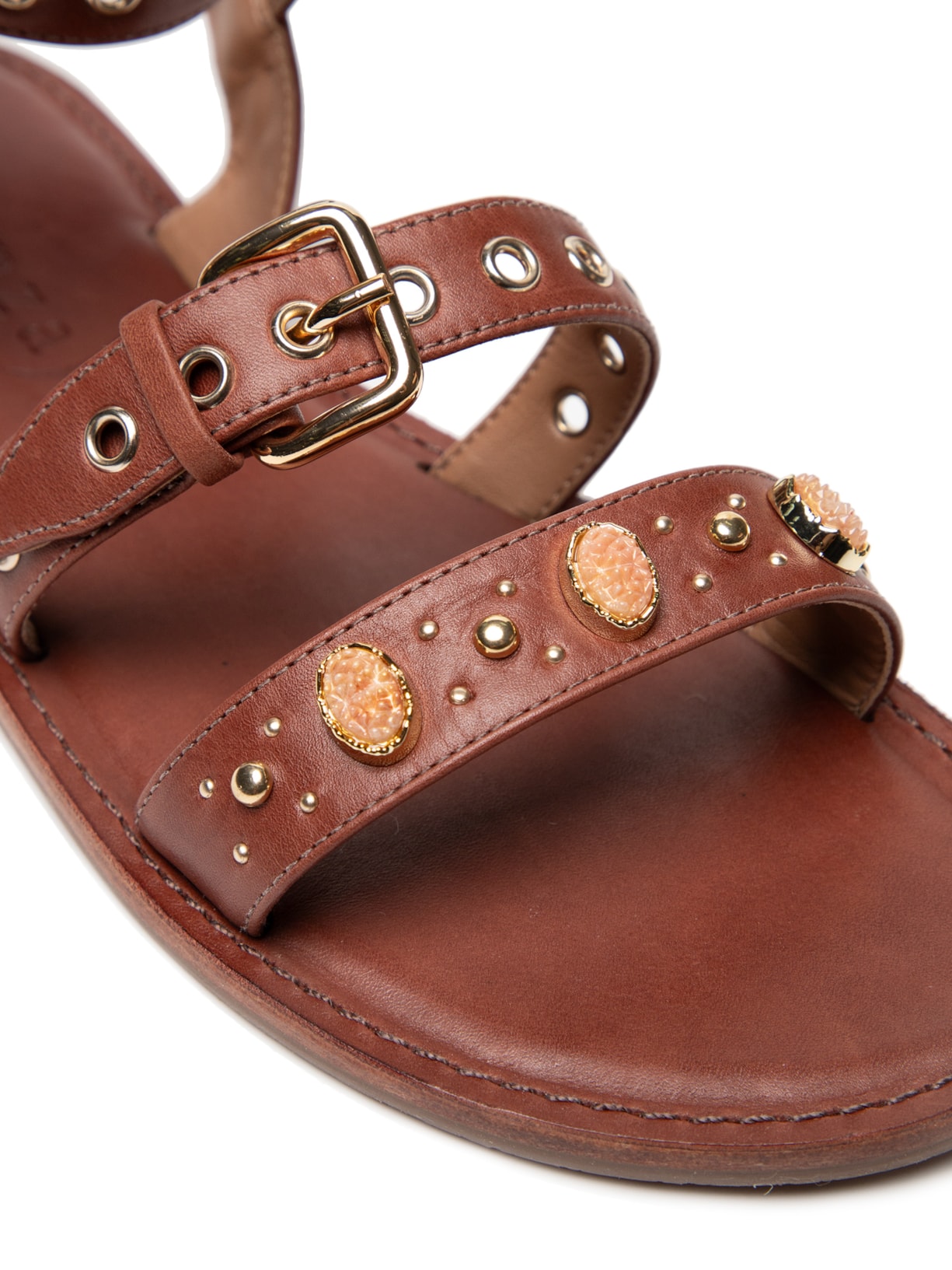 Sandália Feminina Com Ilhoses Marrom Vicenza