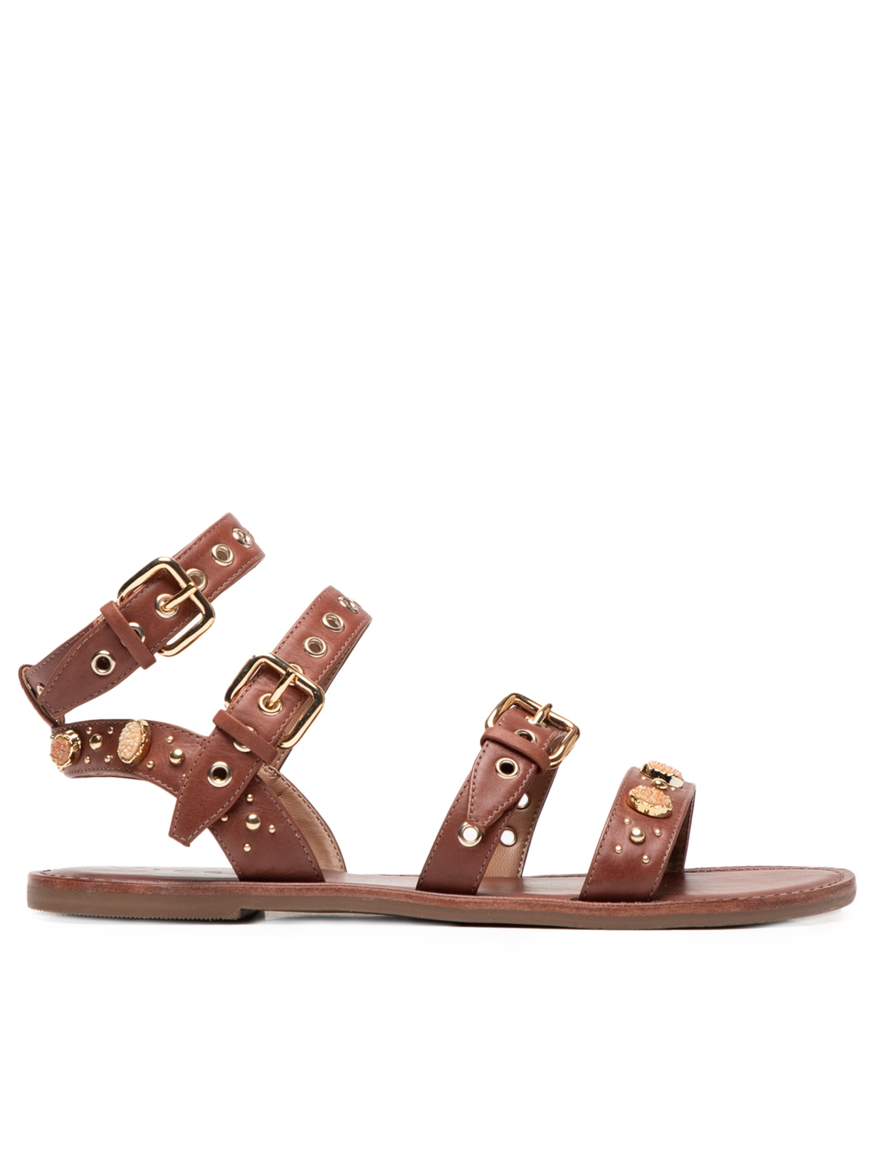 Sandália Feminina Com Ilhoses Marrom Vicenza