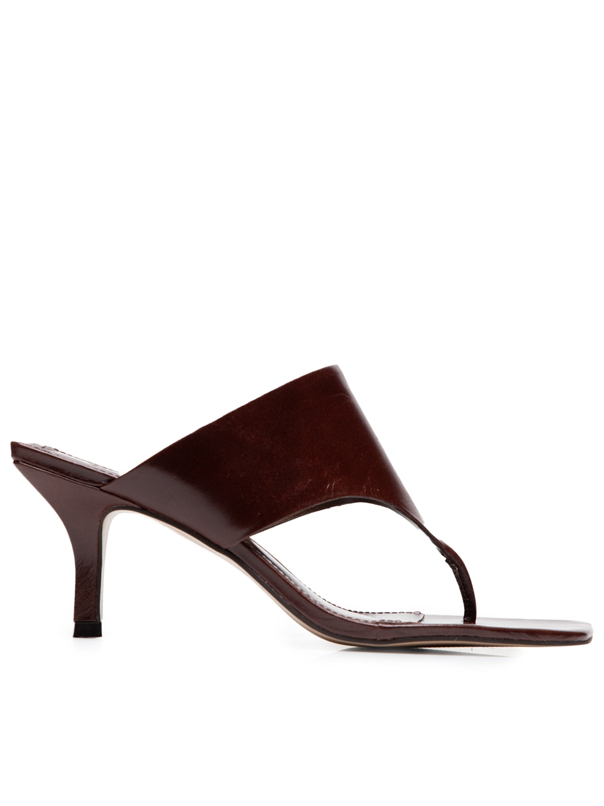 Sandália Feminina Com Salto Em Couro - Marrom