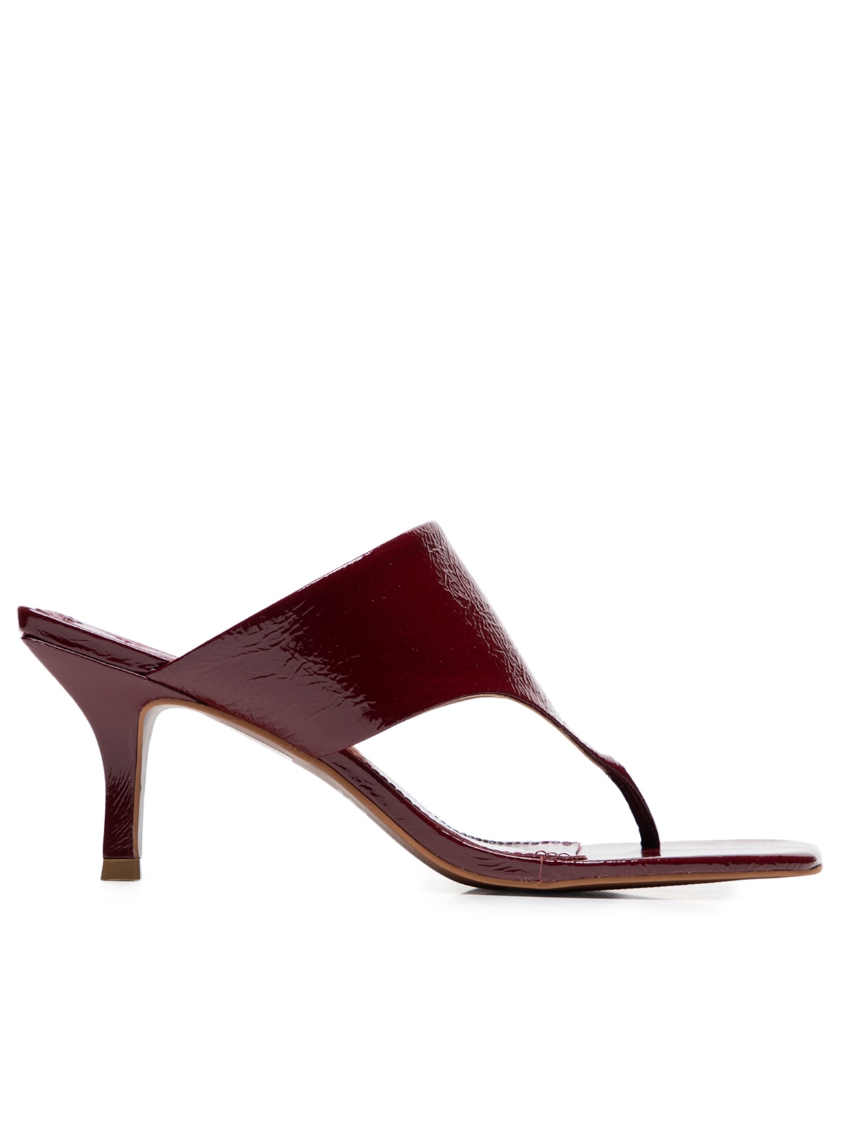 Sandália Feminina Com Salto Em Couro - Vermelho