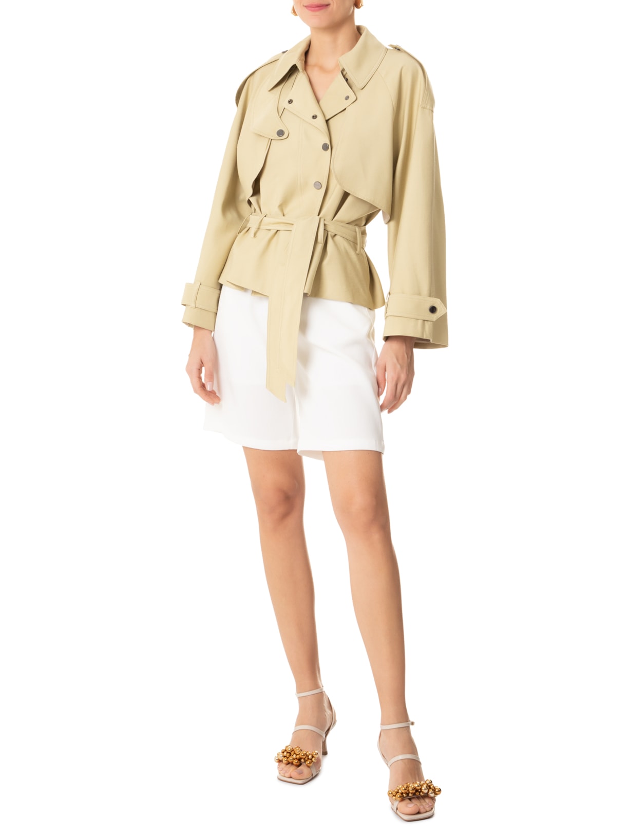 Sandália Feminina Com Salto Enfeites Off White Market 33