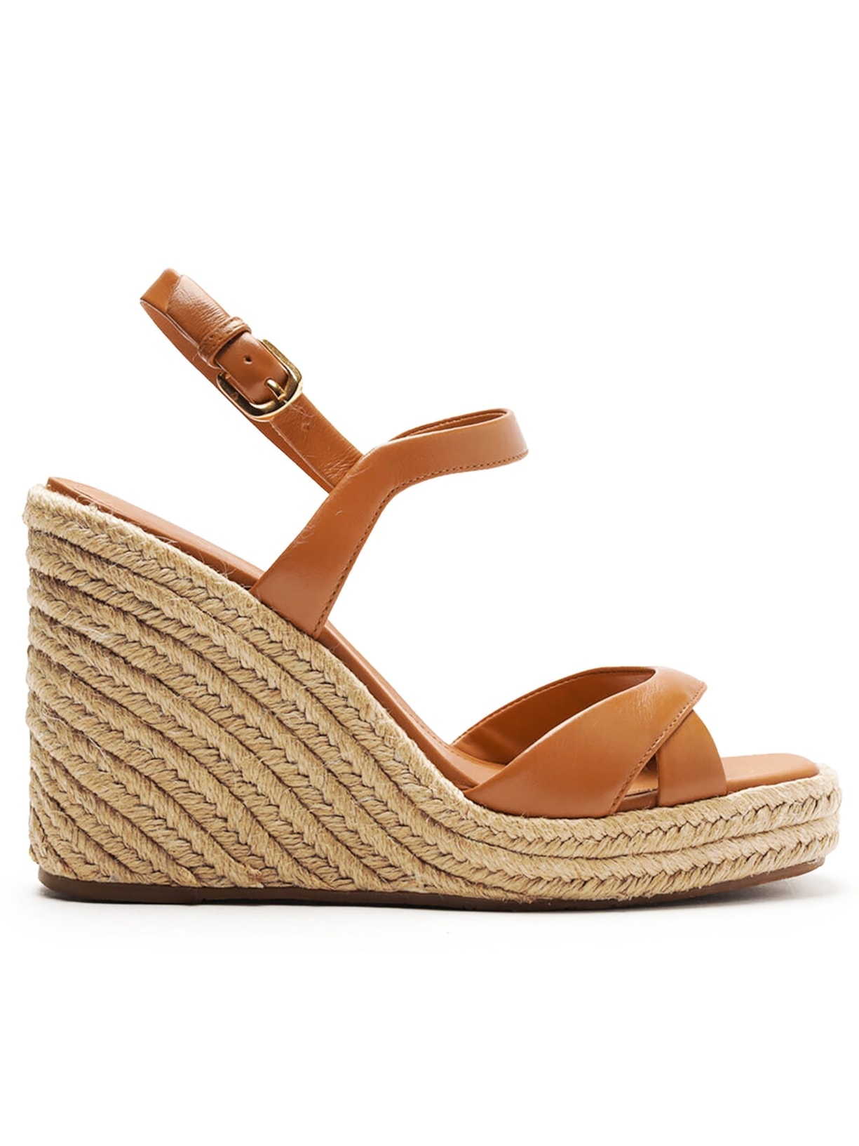 Sandália Feminina Couro Anabela Corda - Bege