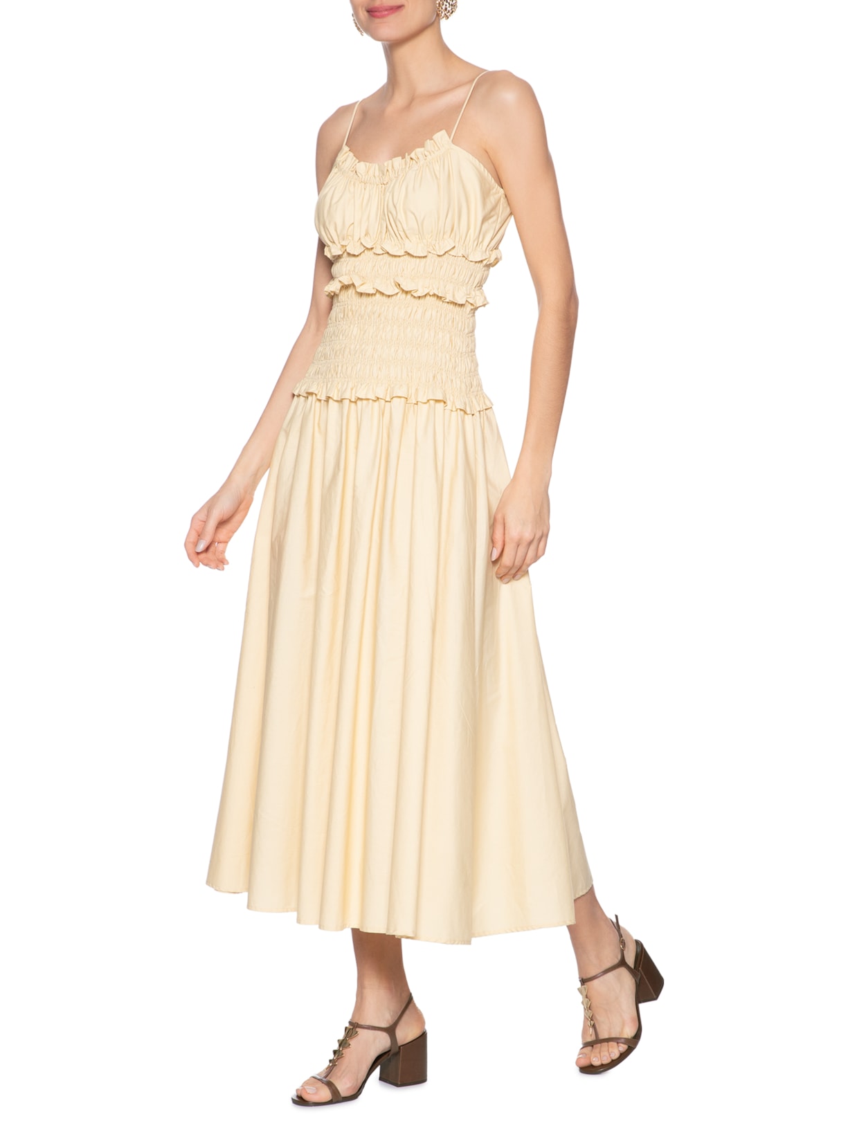 Sandália Feminina Couro Bloco Metais Marrom Arezzo + Lenny Niemeyer