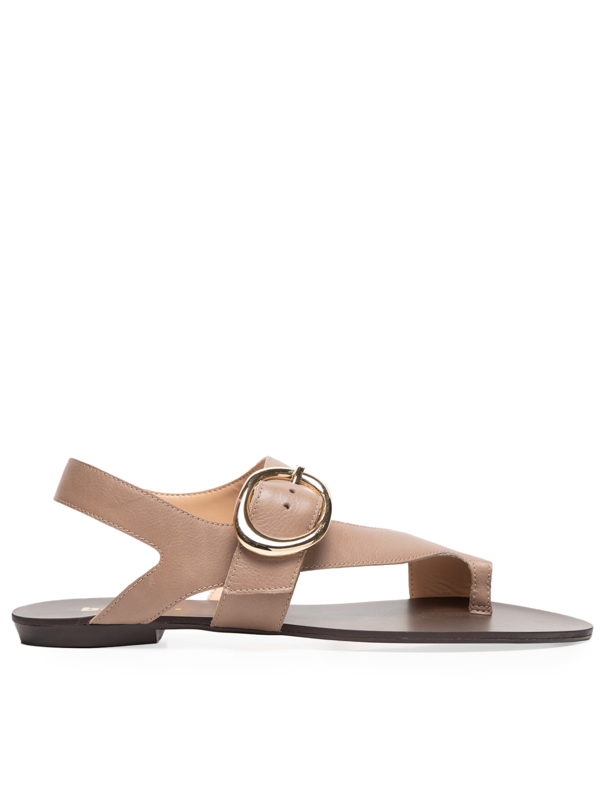 Sandália Feminina Couro Com Fivela De Metal - Marrom