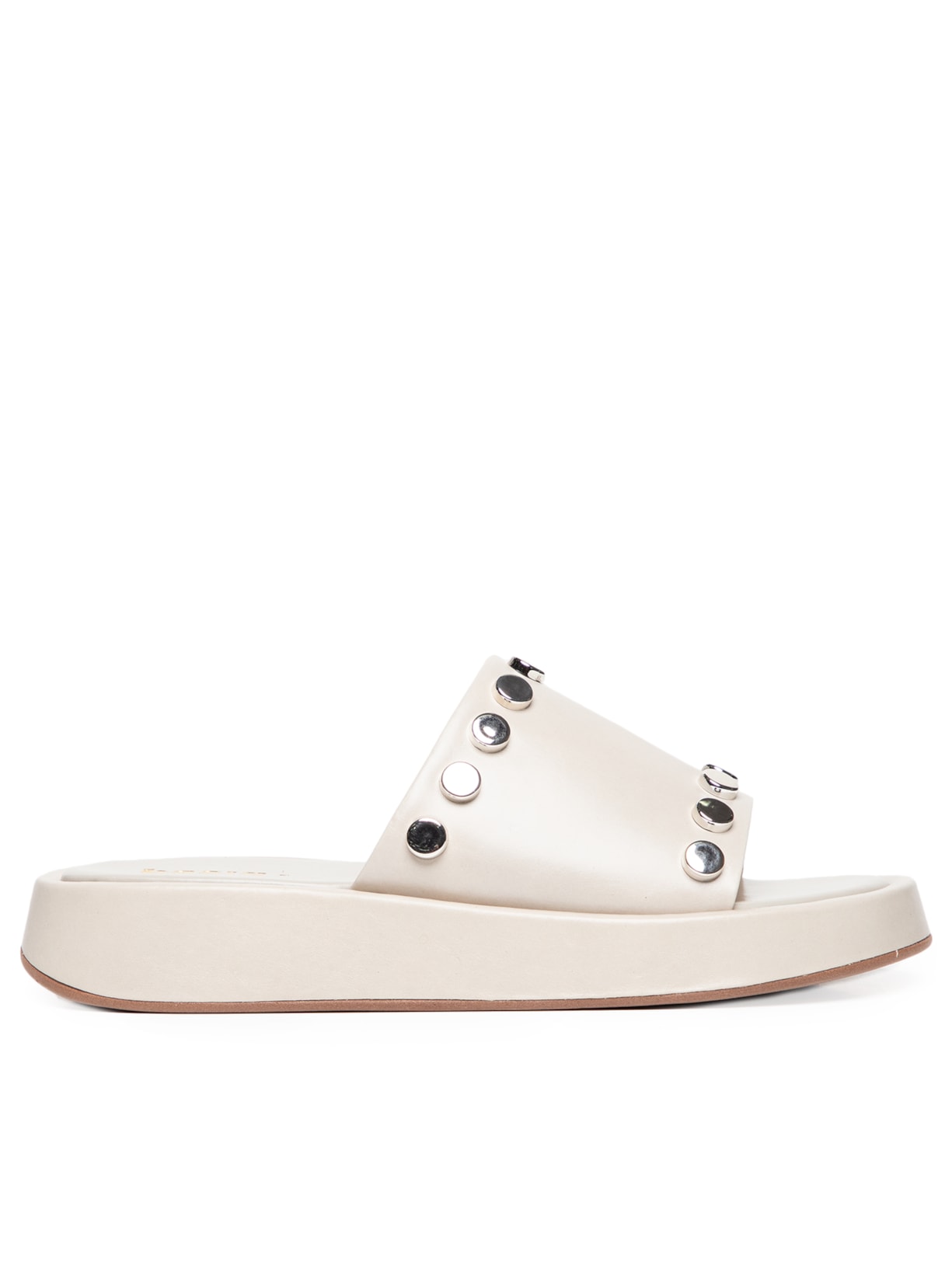 Sandália Feminina Couro Flatform - Off White