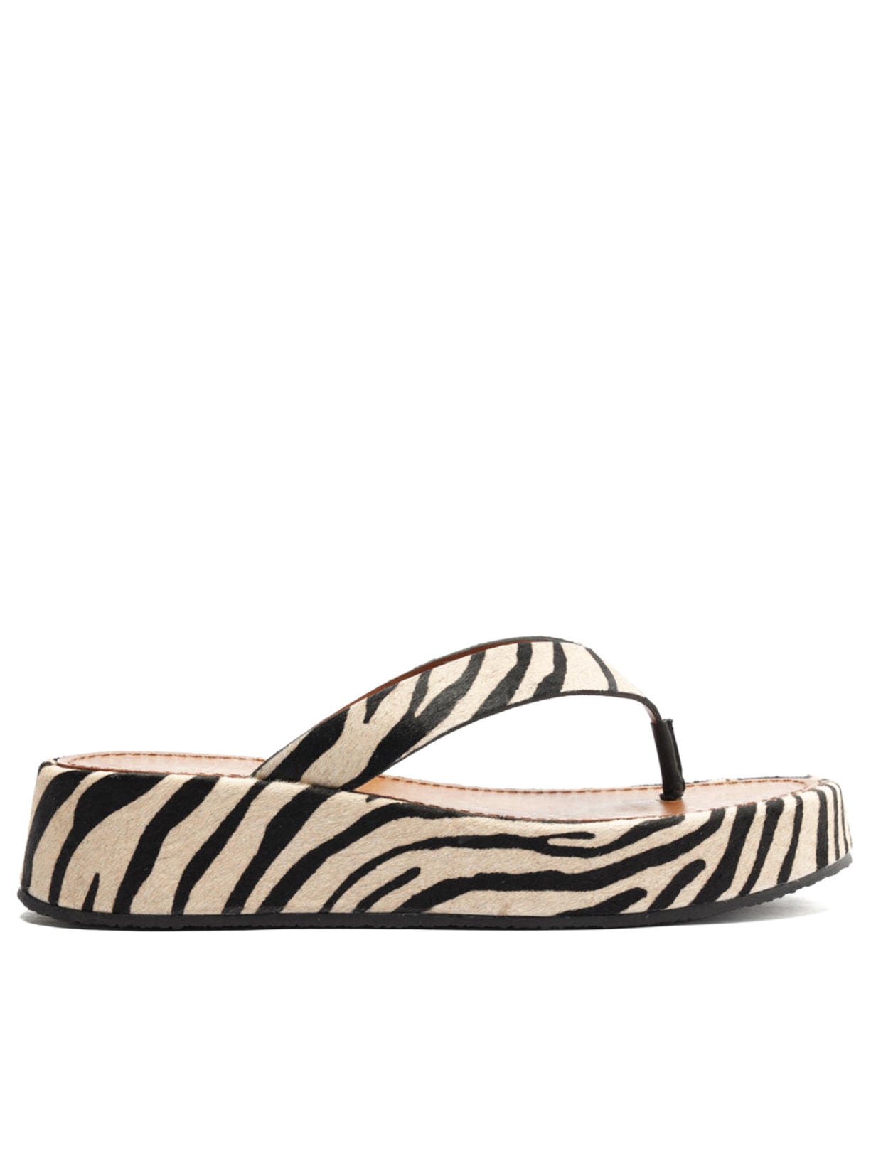 Sandália Feminina Couro Flatform Thong - Animal Print