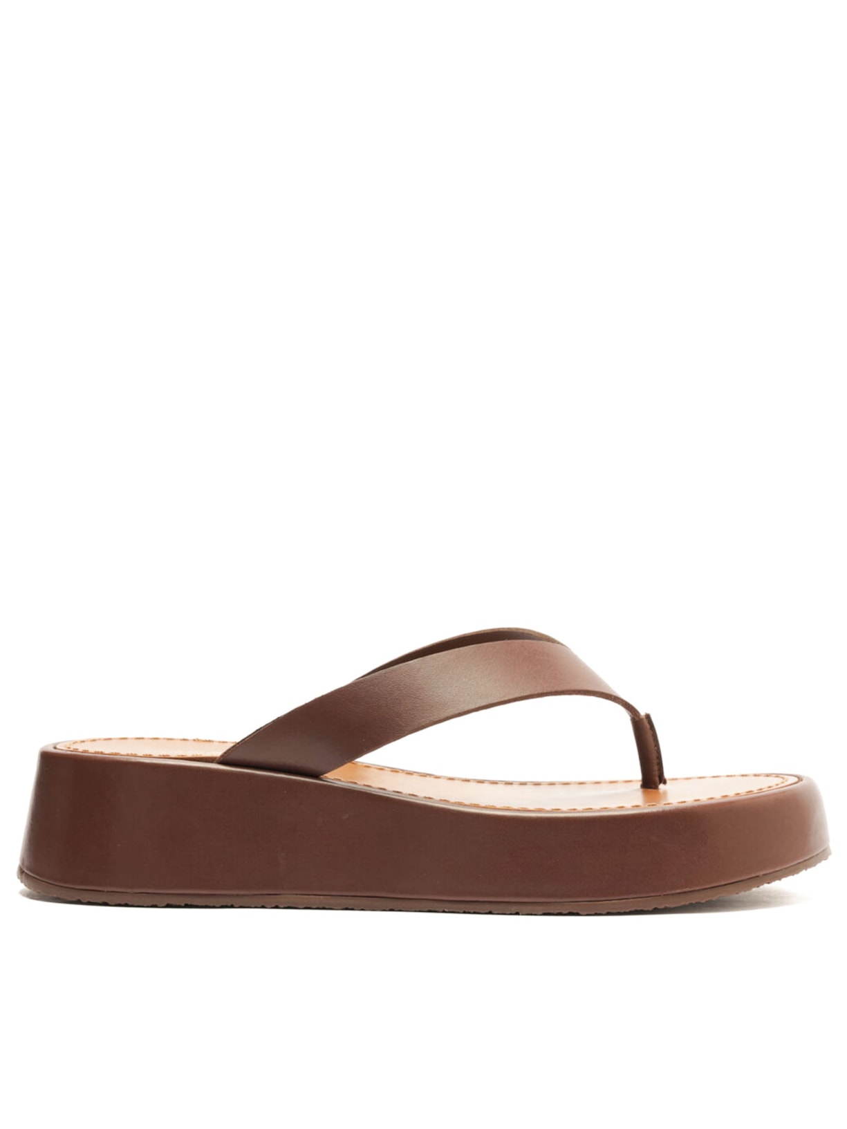 Sandália Feminina Couro Flatform Thong - Marrom