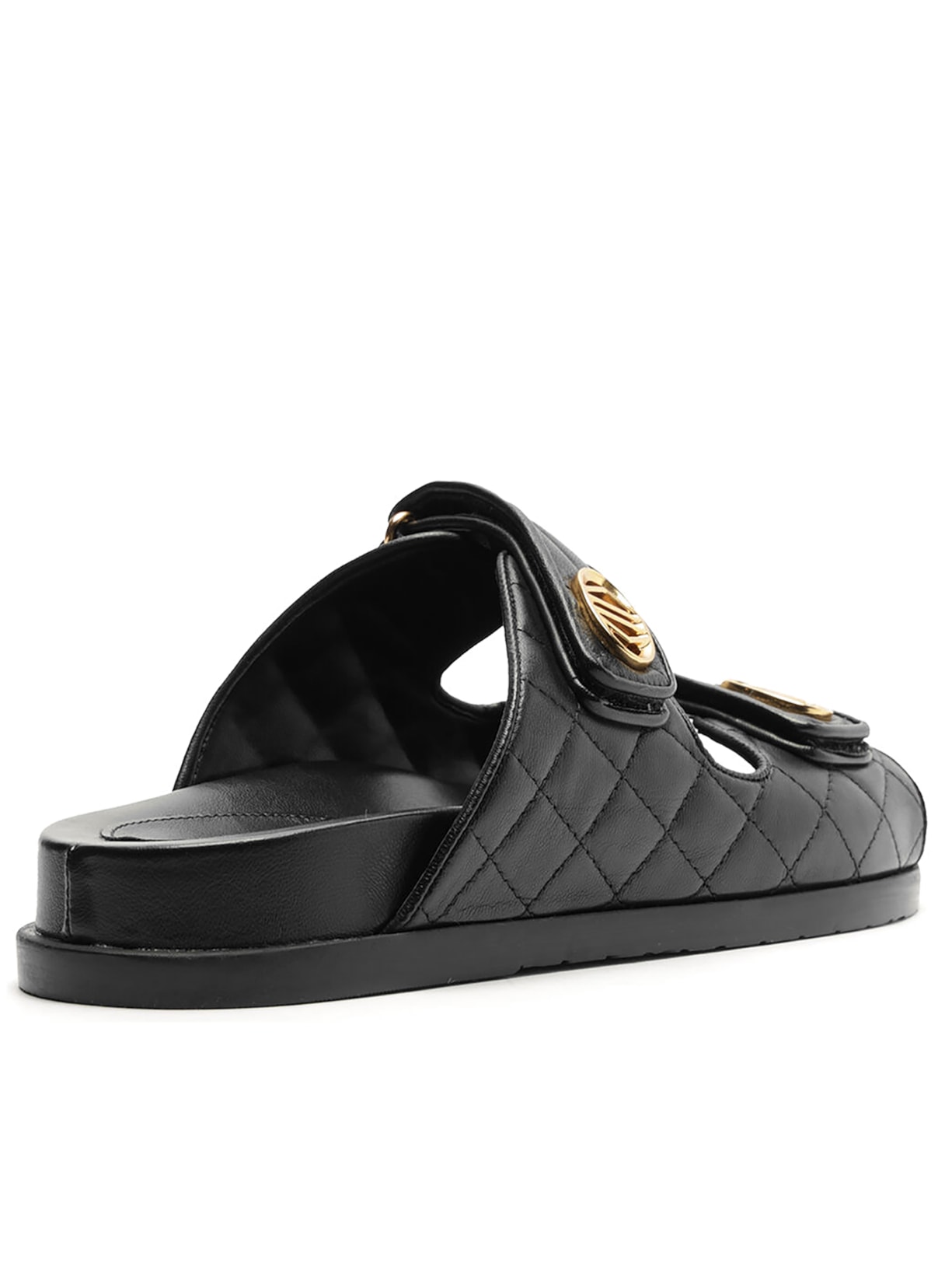 Sandália Feminina Couro Matelassê Velcro Preto Arezzo
