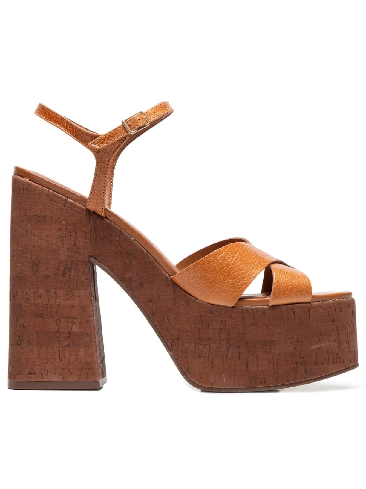 Sandália Feminina Couro Meia Pata Tiras Fivela - Marrom