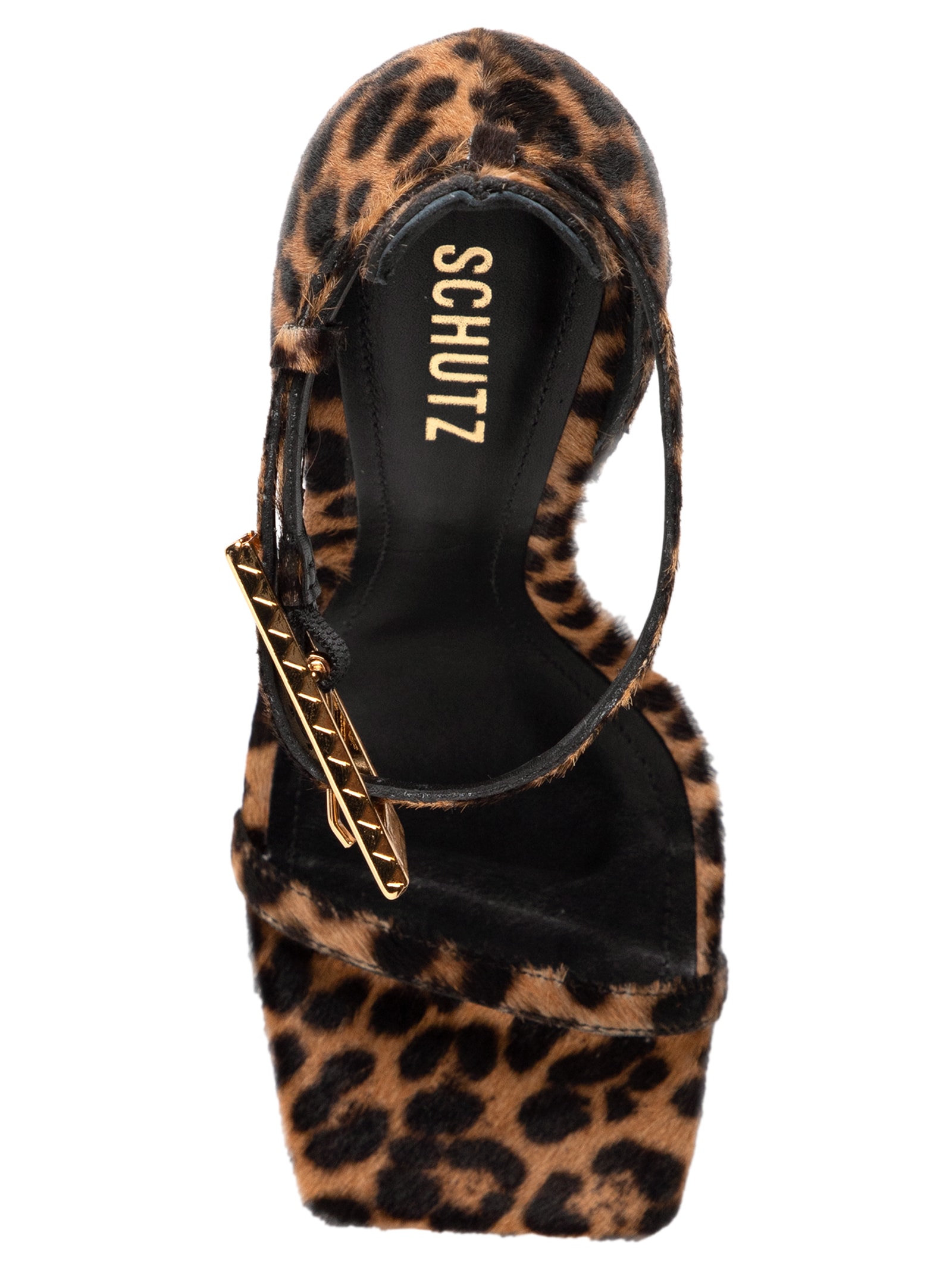 Schutz - Sandália Feminina Couro Salto Alto Fino - Animal Print Schutz - Sandália Feminina Couro Salto Alto Fino - Animal Print