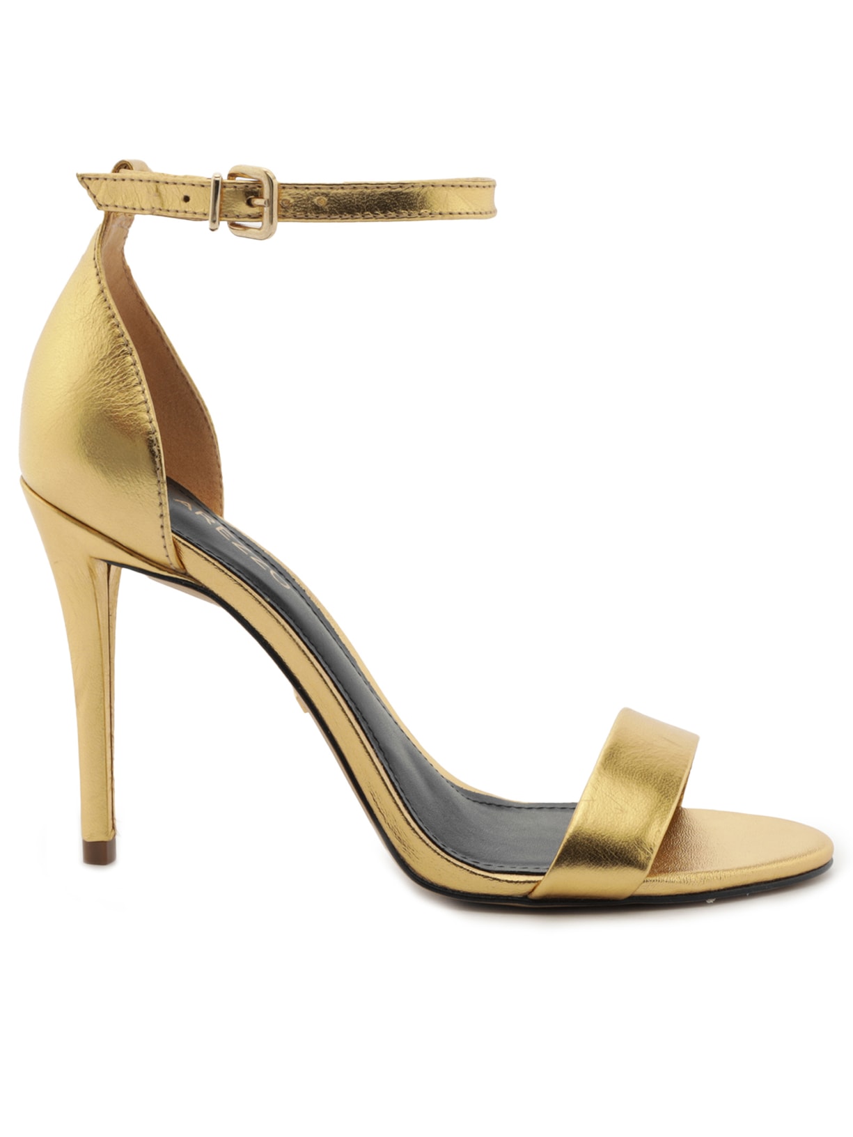 Sandália Feminina Couro Salto Alto Fino - Dourado