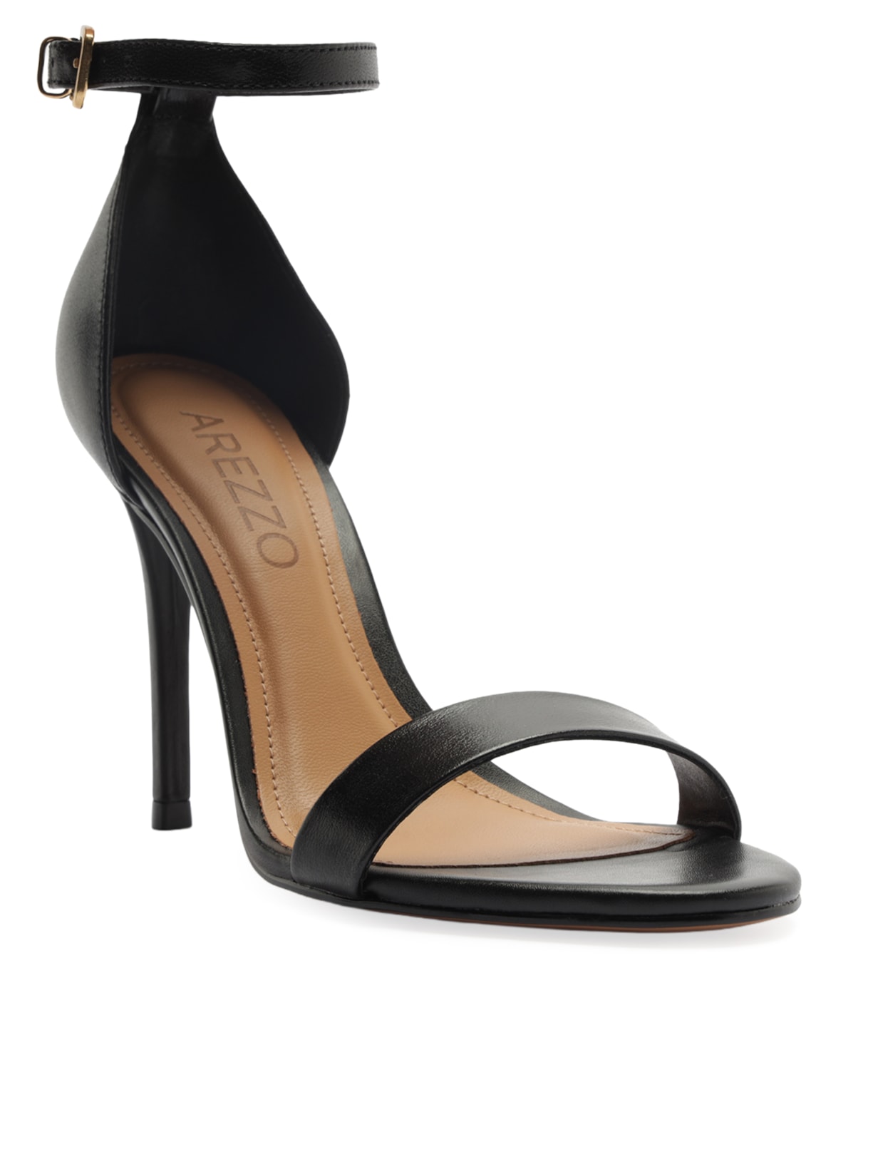 Sandália Feminina Couro Salto Alto Fino Isabelli Preto Arezzo