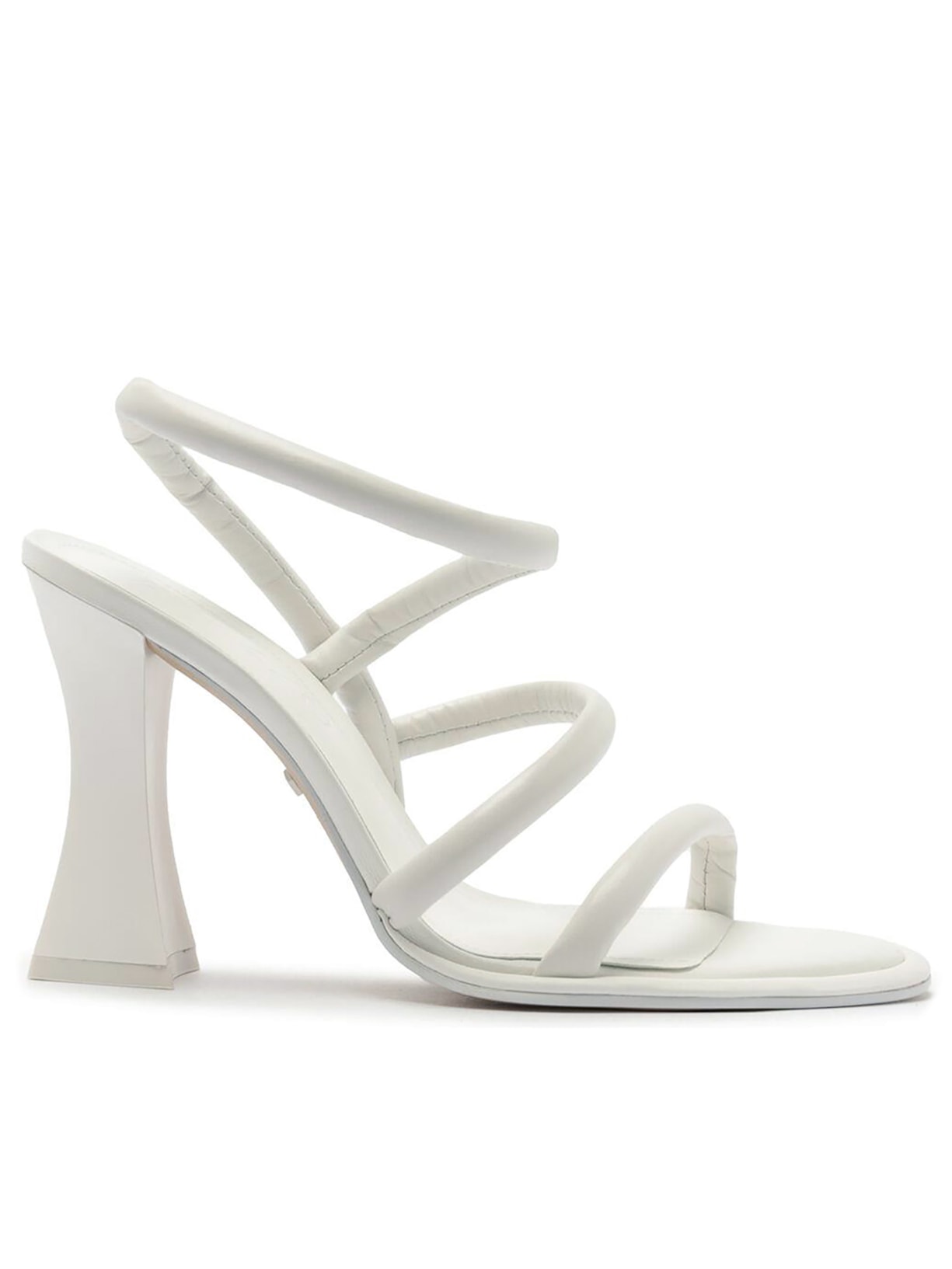 Sandália Feminina Couro Salto Alto Tira Curva - Branco