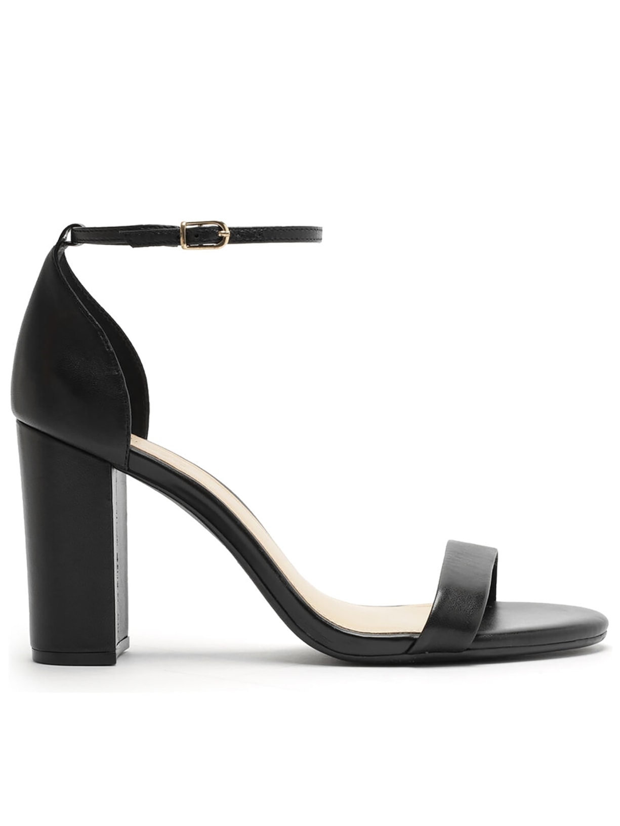 Sandália Feminina Couro Salto Bloco Alto Isabelli - Preto