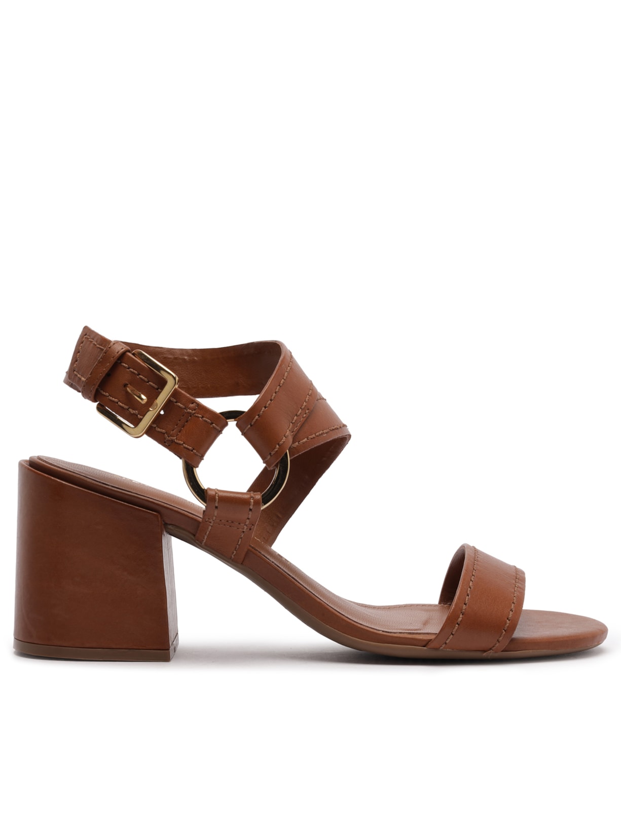 Sandália Feminina Couro Salto Bloco Marrom Arezzo + Lenny Niemeyer