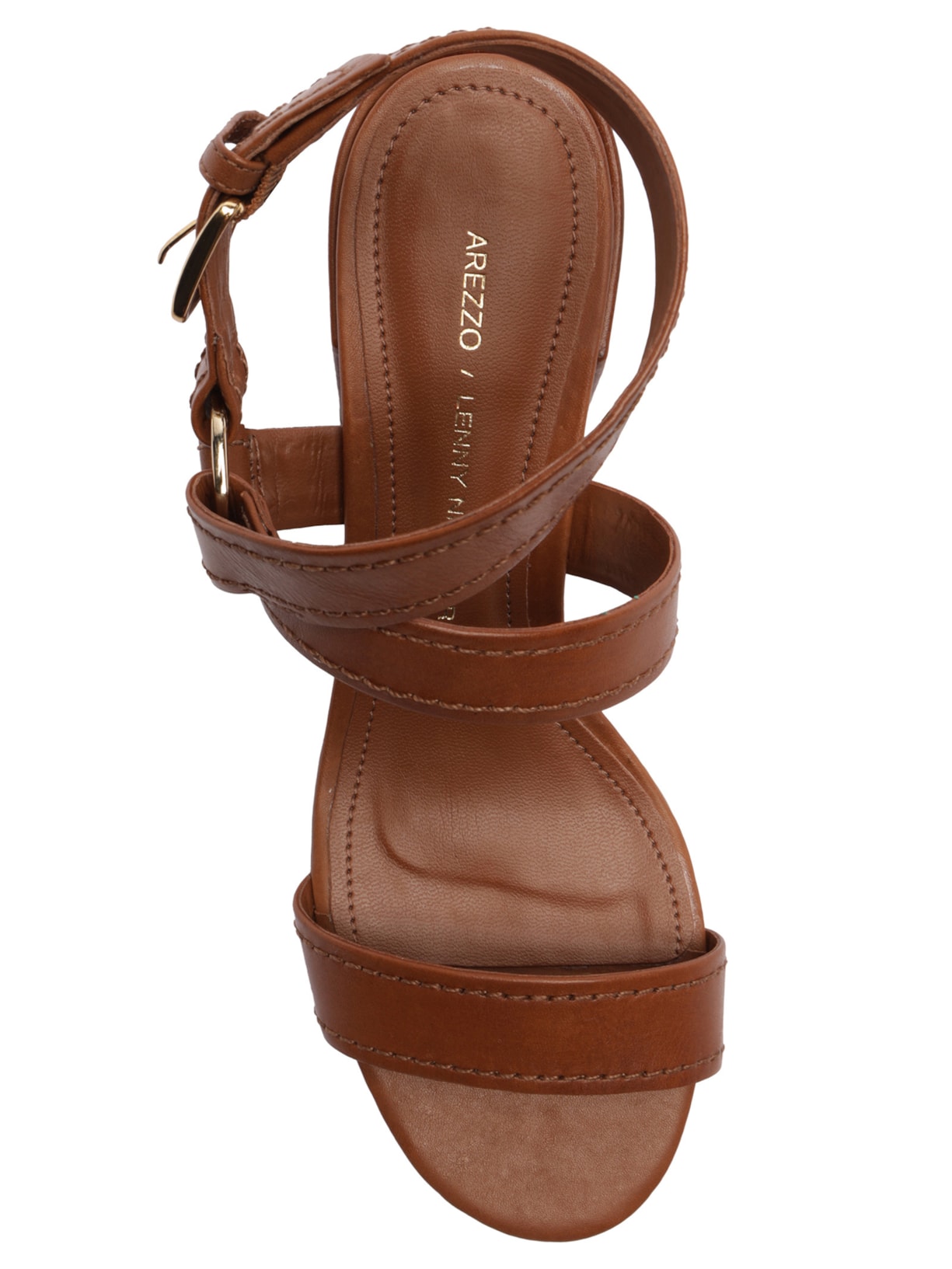 Sandália Feminina Couro Salto Bloco Marrom Arezzo + Lenny Niemeyer