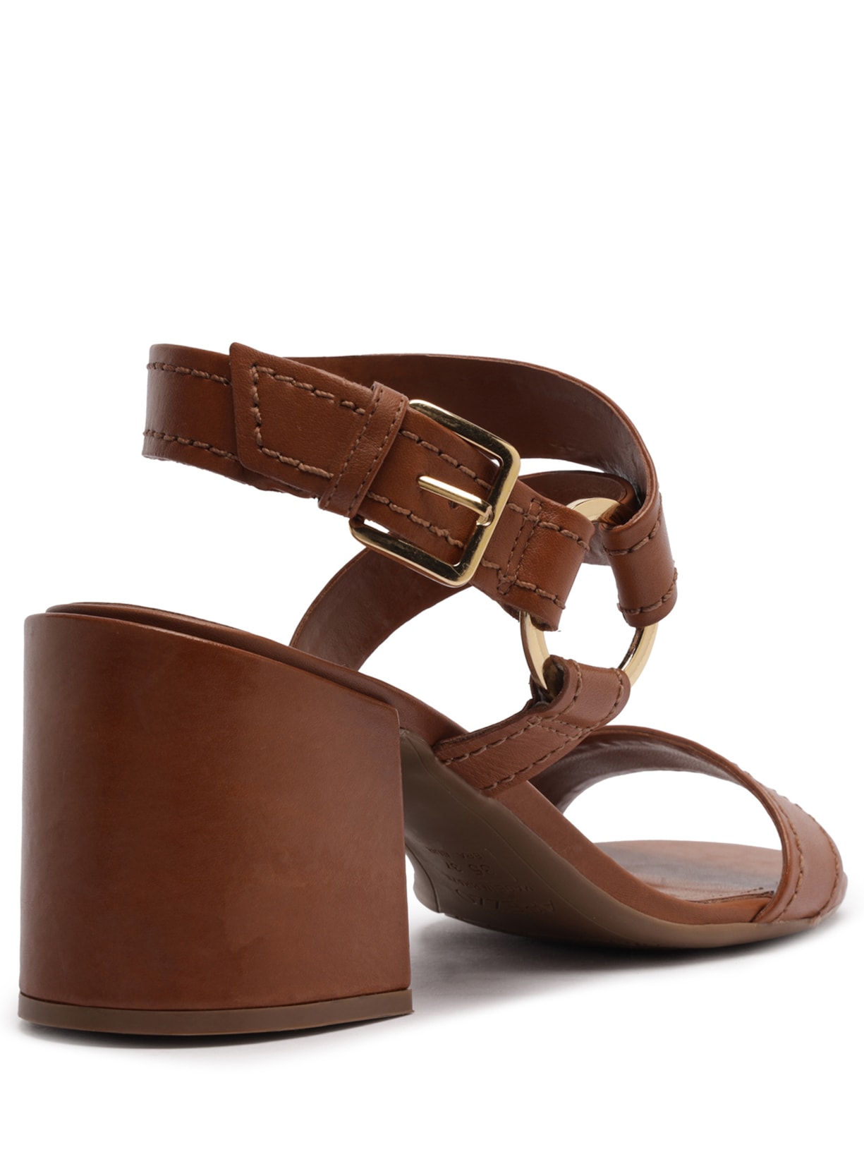 Sandália Feminina Couro Salto Bloco Marrom Arezzo + Lenny Niemeyer