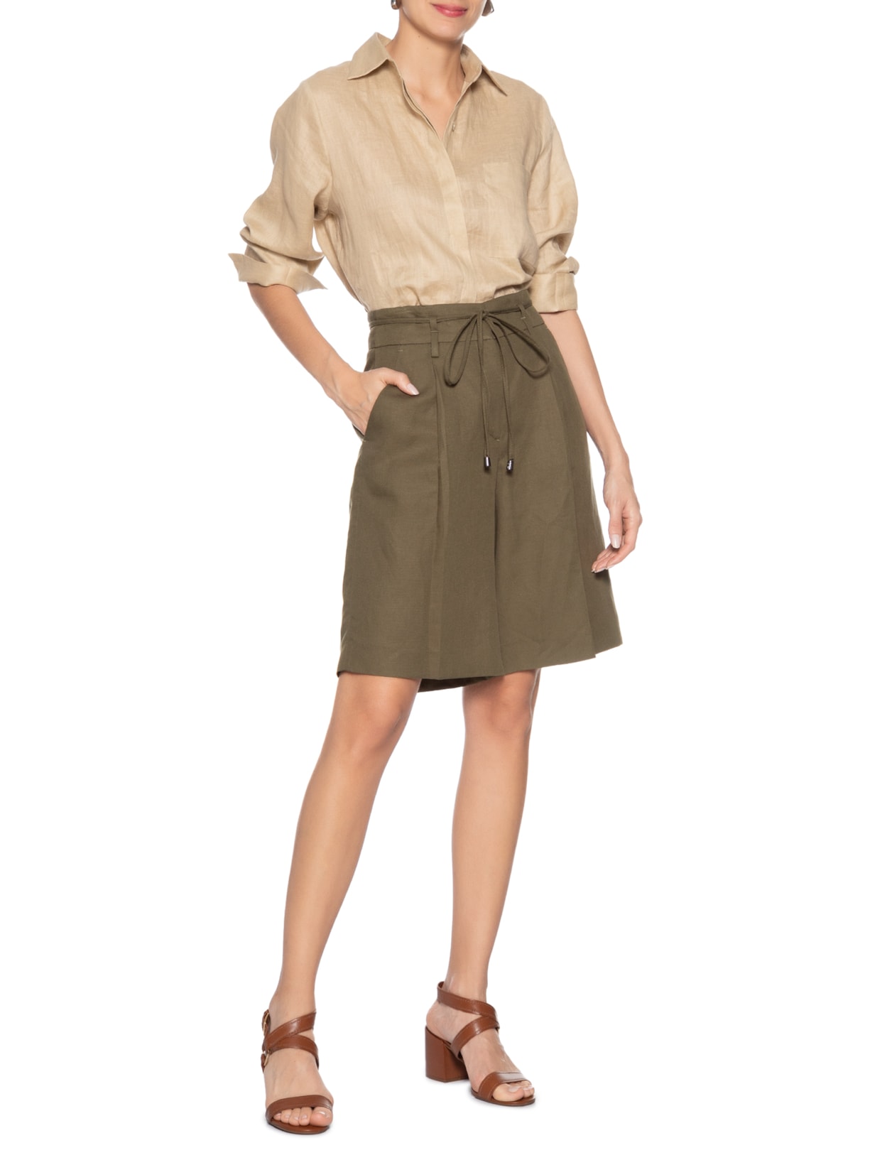 Sandália Feminina Couro Salto Bloco Marrom Arezzo + Lenny Niemeyer