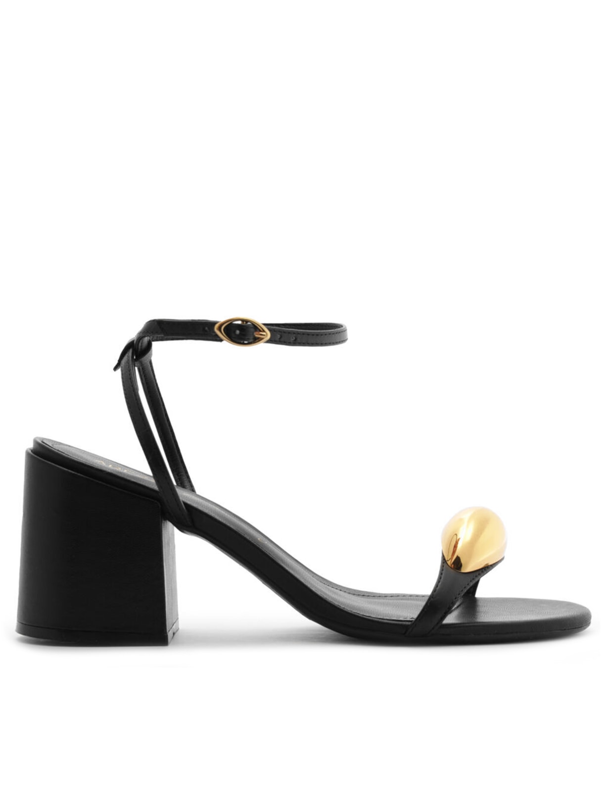 Sandália Feminina Couro Salto Bloco Metal Silvia Braz - Preto