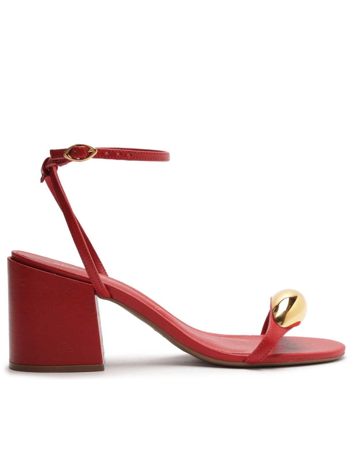 Sandália Feminina Couro Salto Bloco Metal Silvia Braz Arezzo