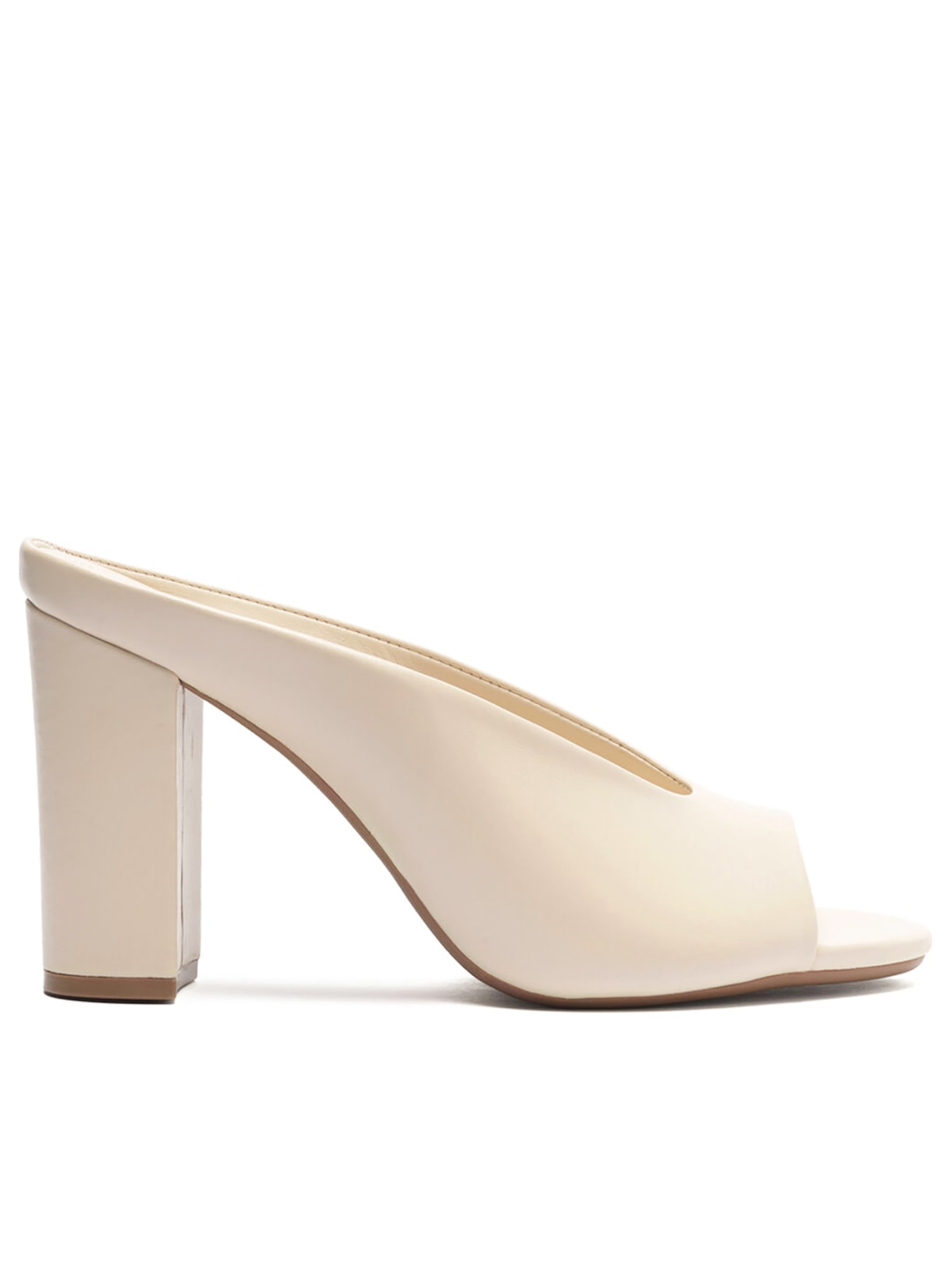 Sandália Feminina Couro Salto Bloco - Off White