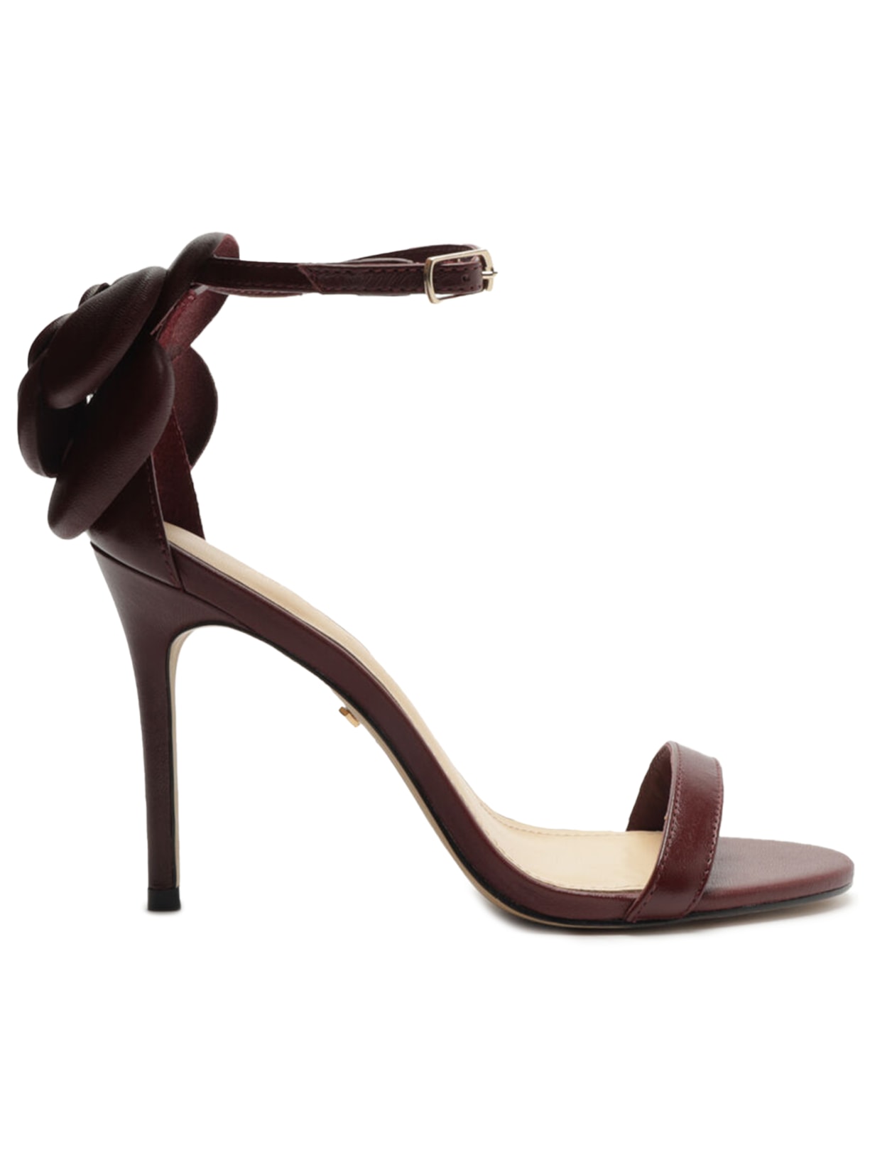 Sandália Feminina Couro Salto Fino Maxi Flor - Vermelho