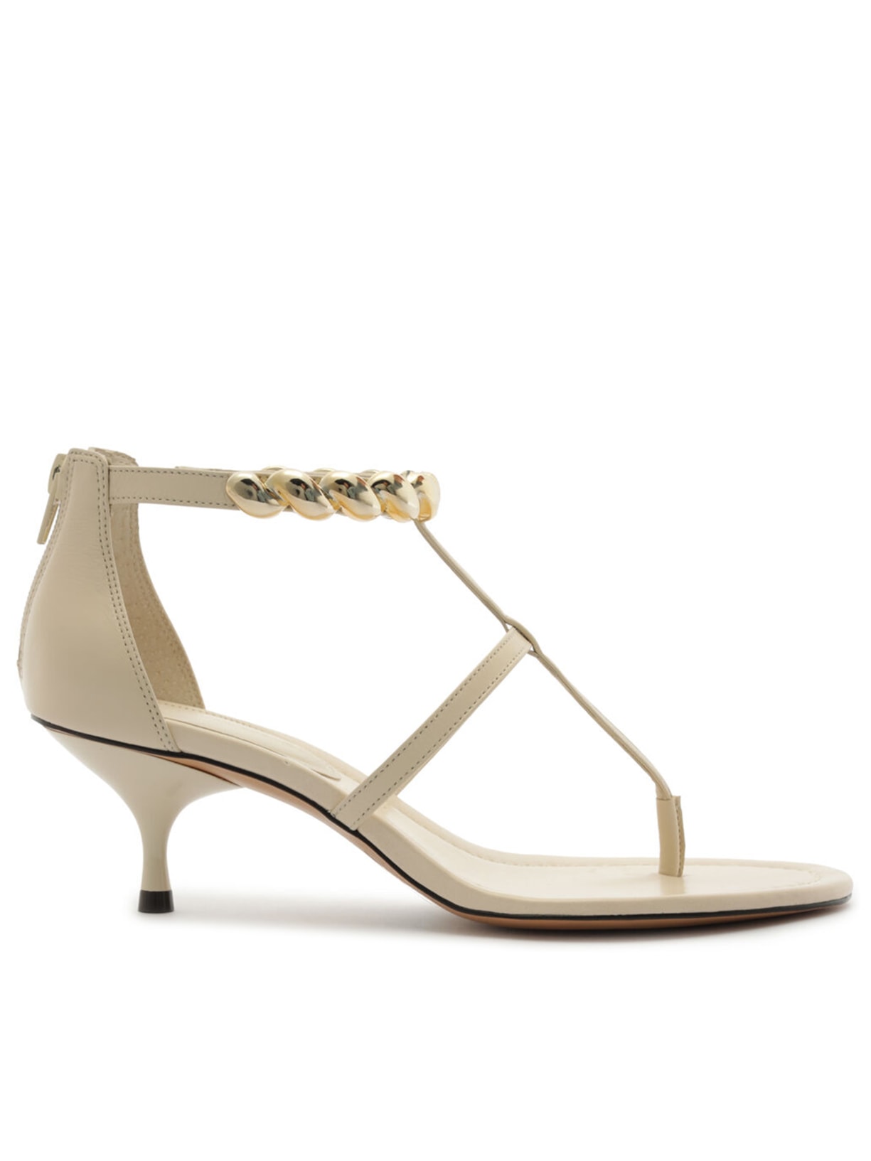 Sandália Feminina Couro Salto Kitten Thong - Branco