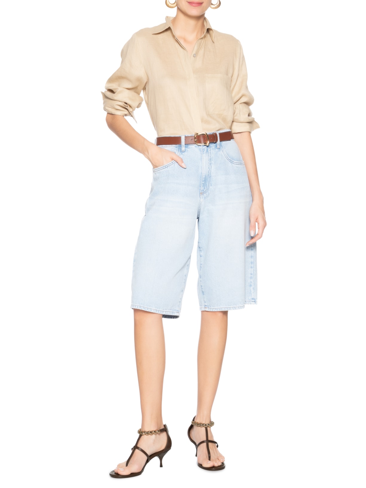 Sandália Feminina Couro Salto Kitten Thong Marrom Arezzo + Lenny Niemeyer