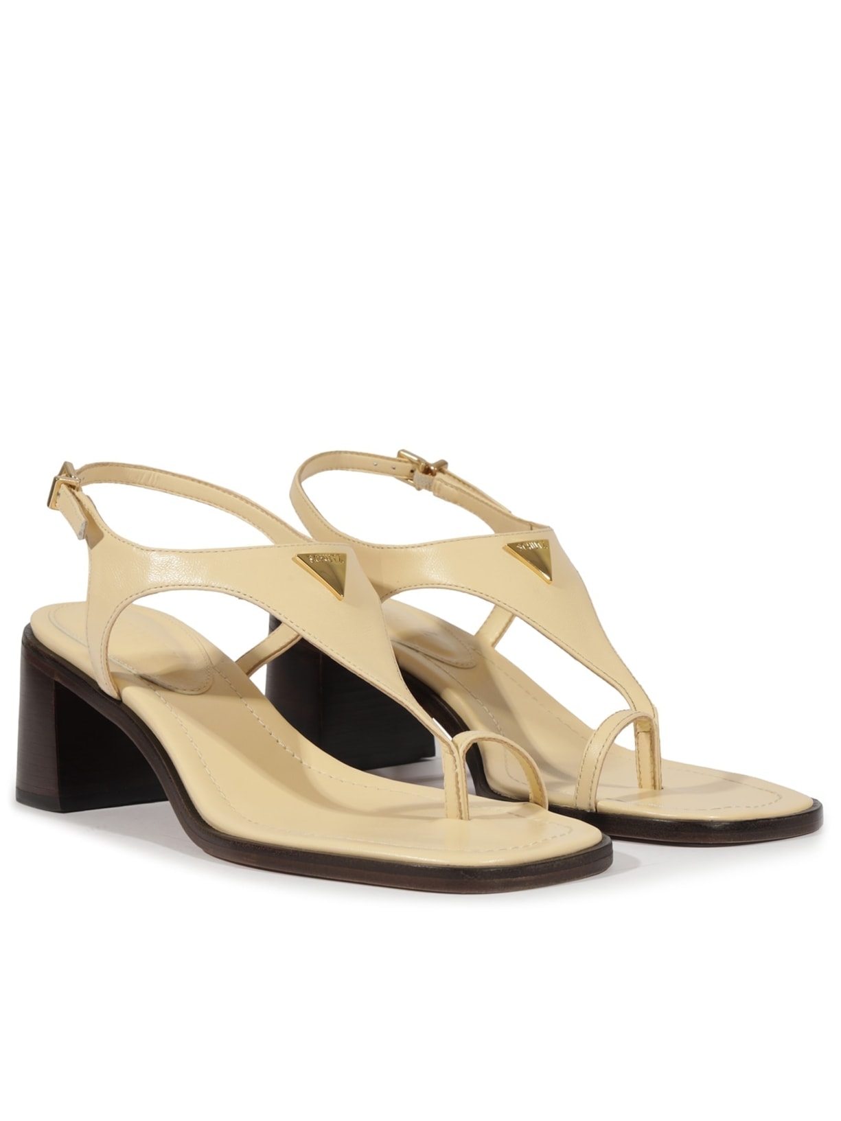 Sandália Feminina Couro Salto Médio Bloco Branco Schutz