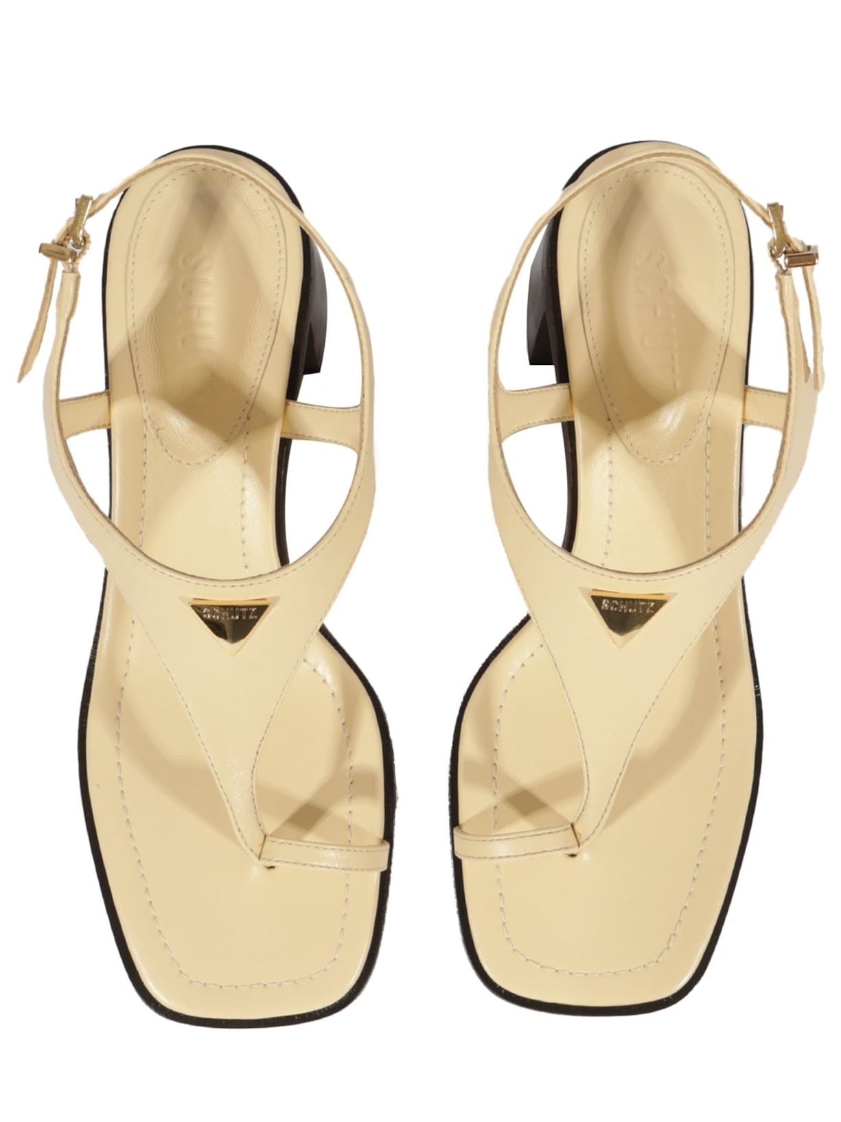 Sandália Feminina Couro Salto Médio Bloco Branco Schutz