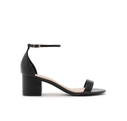 Sandália Feminina Couro Salto Médio Bloco Isabelli - Preto