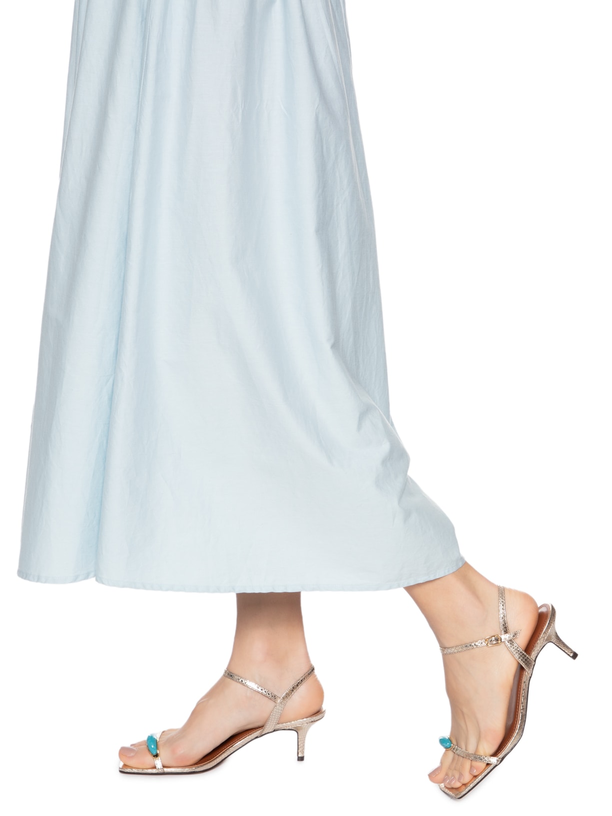 Sandália Feminina Couro Salto Médio Tiras Pedra Dourado Arezzo