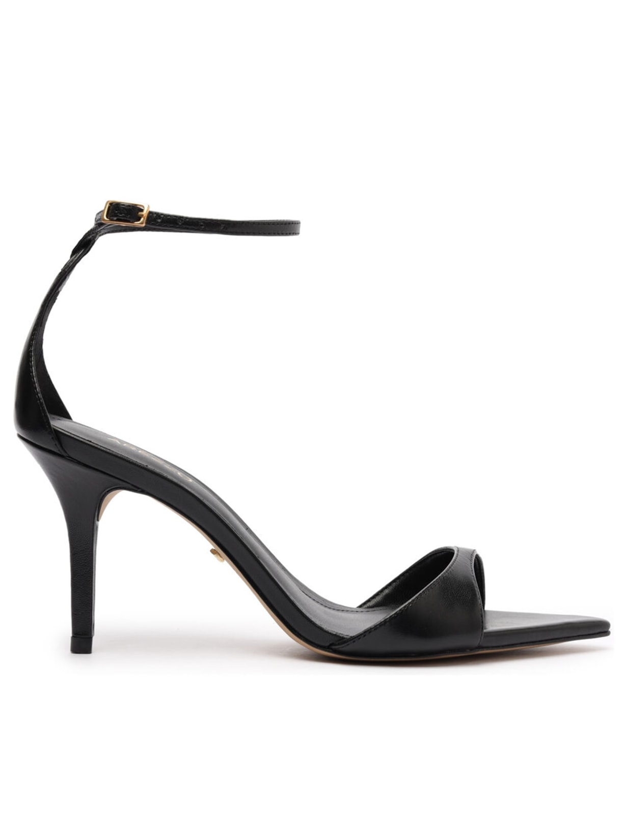 Sandália Feminina Couro Salto Médio Tiras - Preto