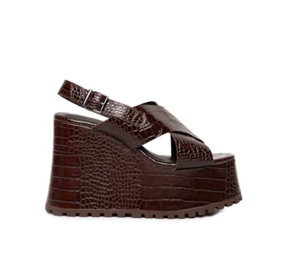 Sandália Feminina Croco Dacar - Marrom