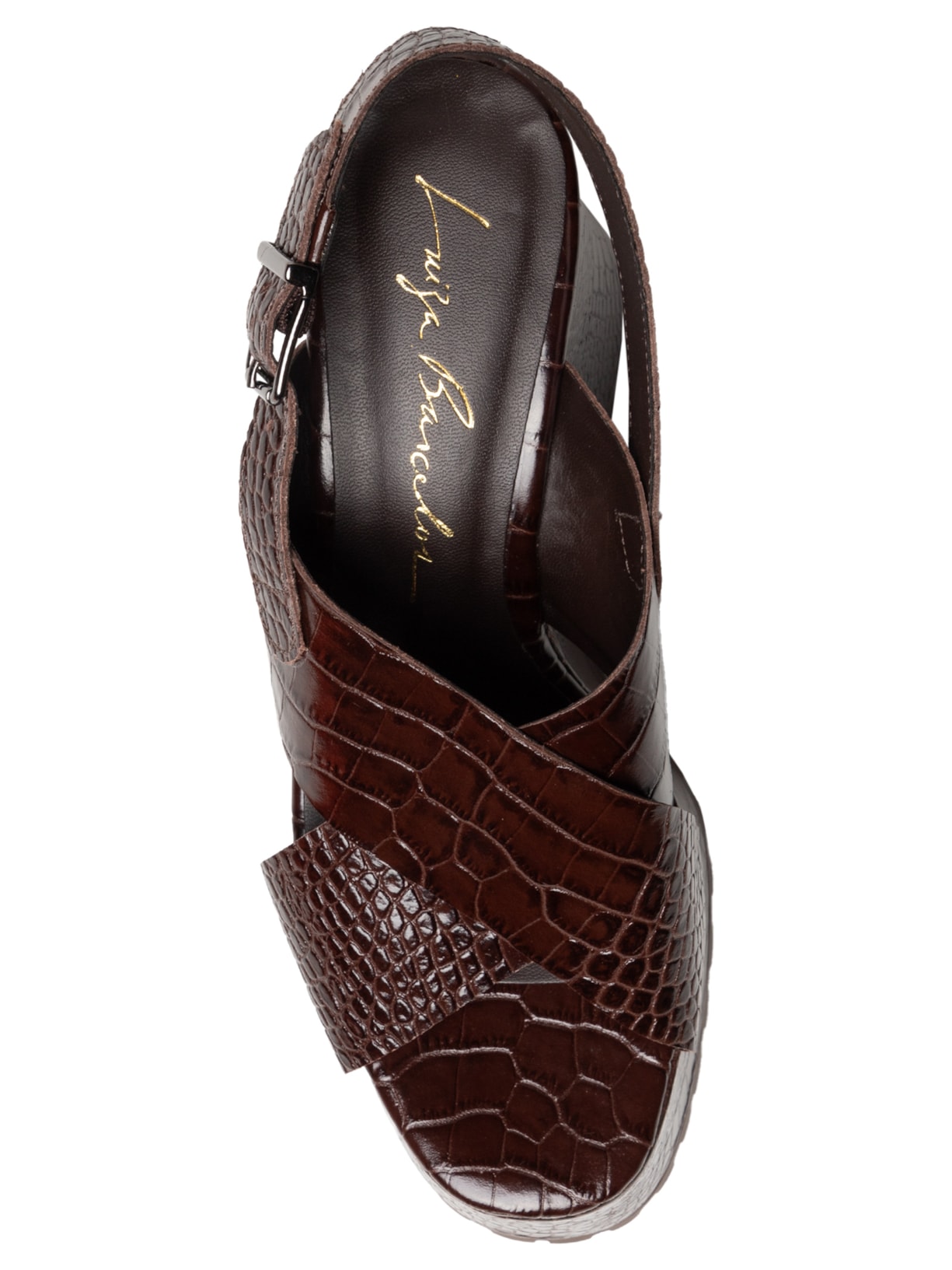 Sandália Feminina Croco Dacar Marrom Luiza Barcelos